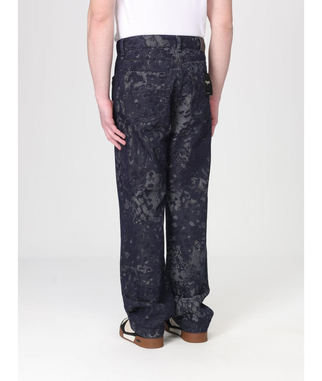 FENDI Синие хлопковые прямые джинсы, фото 4