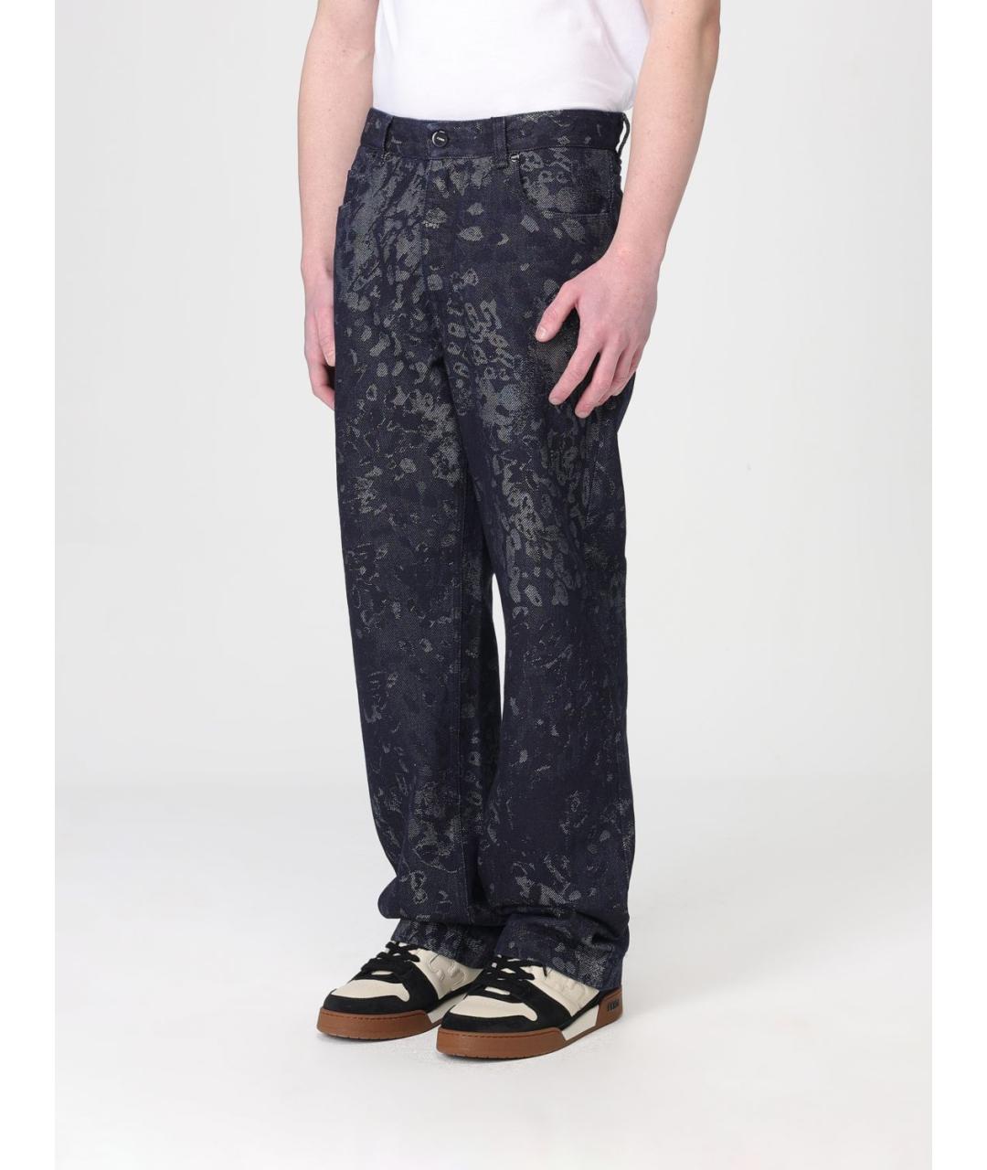 FENDI Синие хлопковые прямые джинсы, фото 5