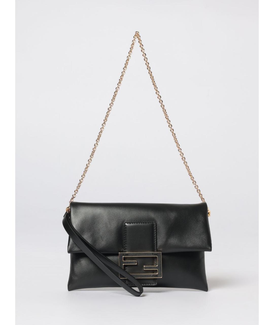 FENDI Черная кожаная сумка через плечо, фото 6