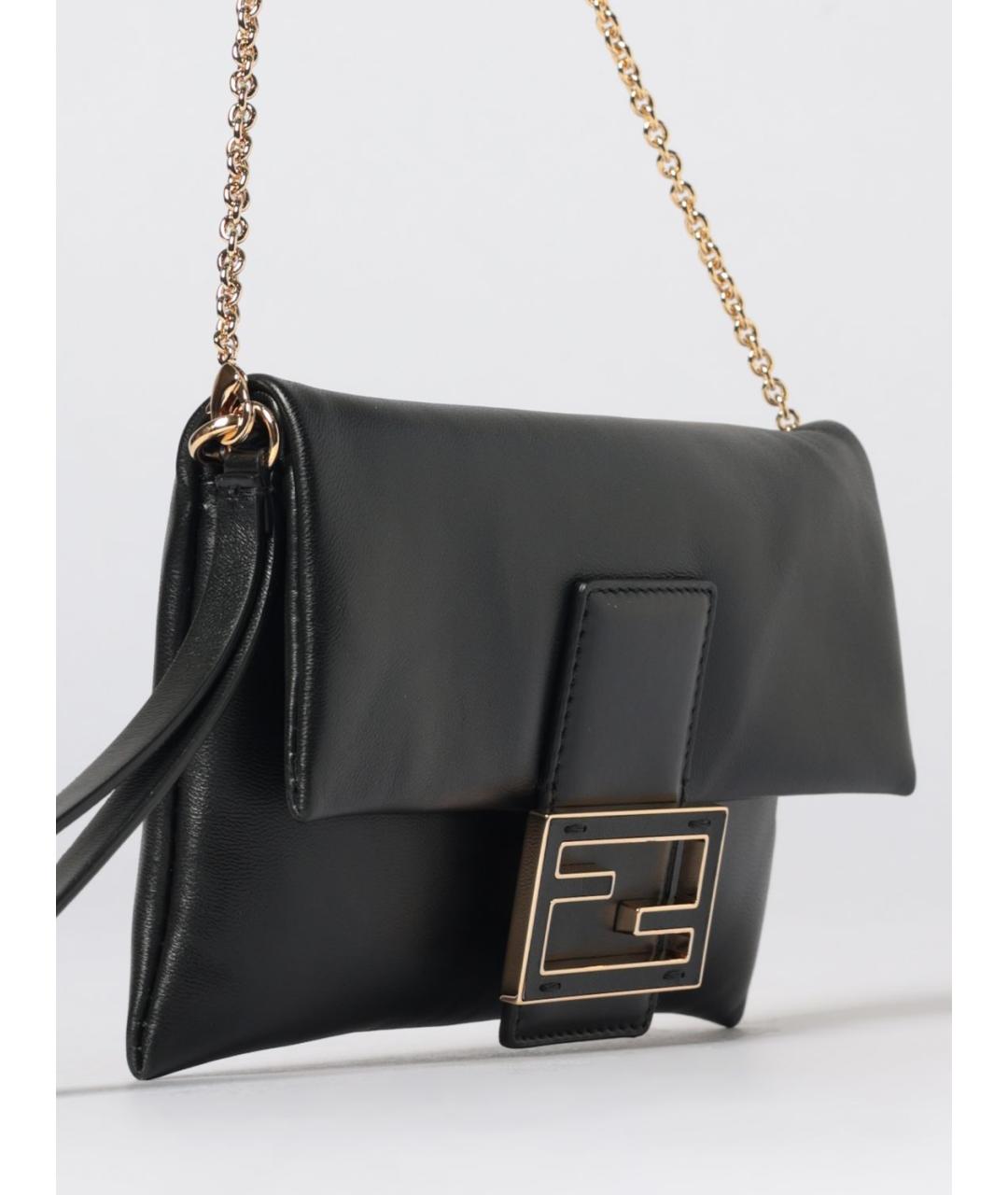 FENDI Черная кожаная сумка через плечо, фото 4