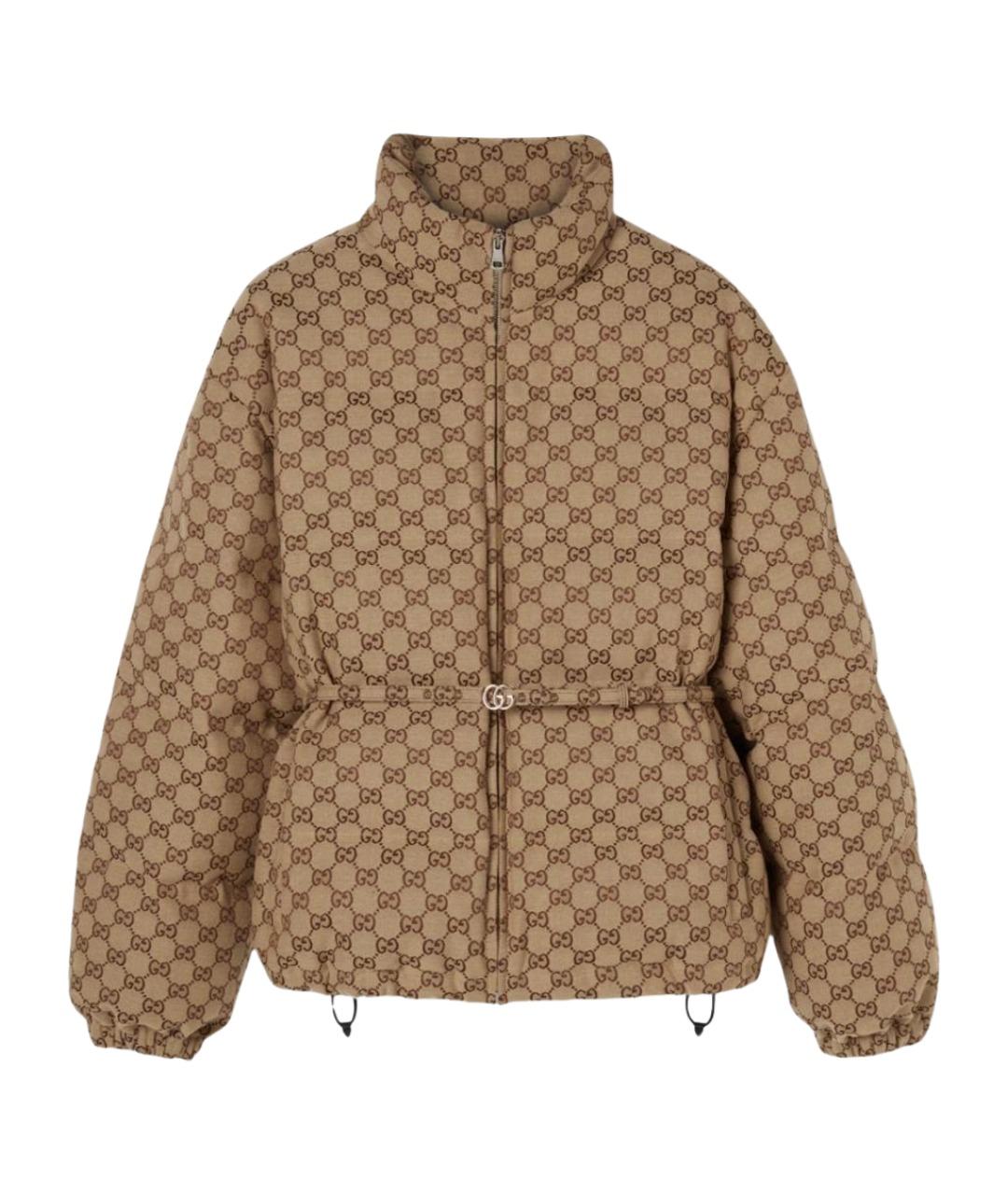 GUCCI Бежевый полиэстеровый пуховик, фото 1