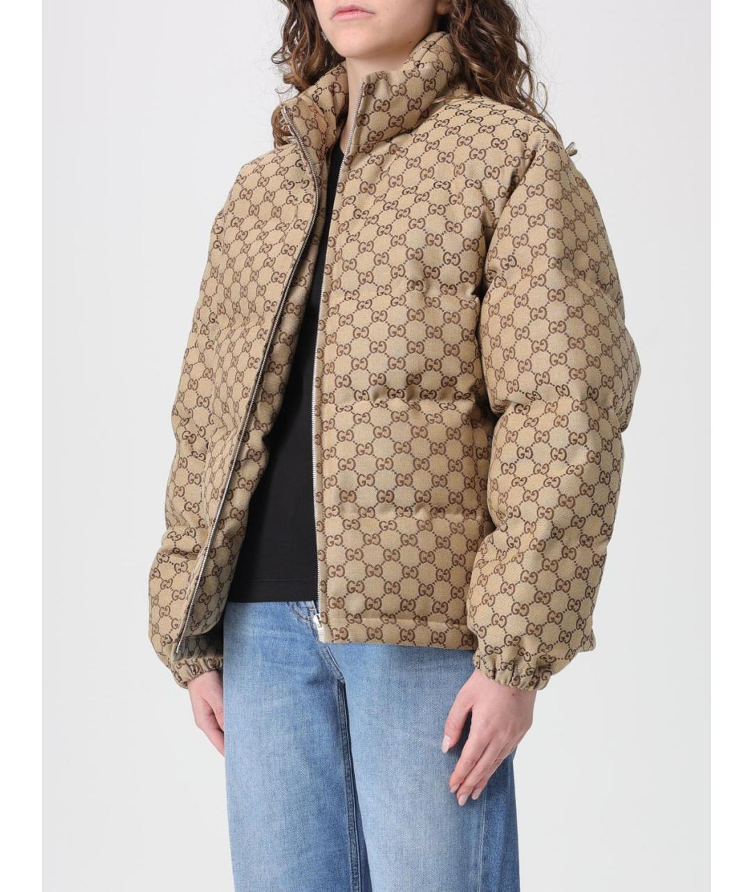 GUCCI Бежевый полиэстеровый пуховик, фото 4