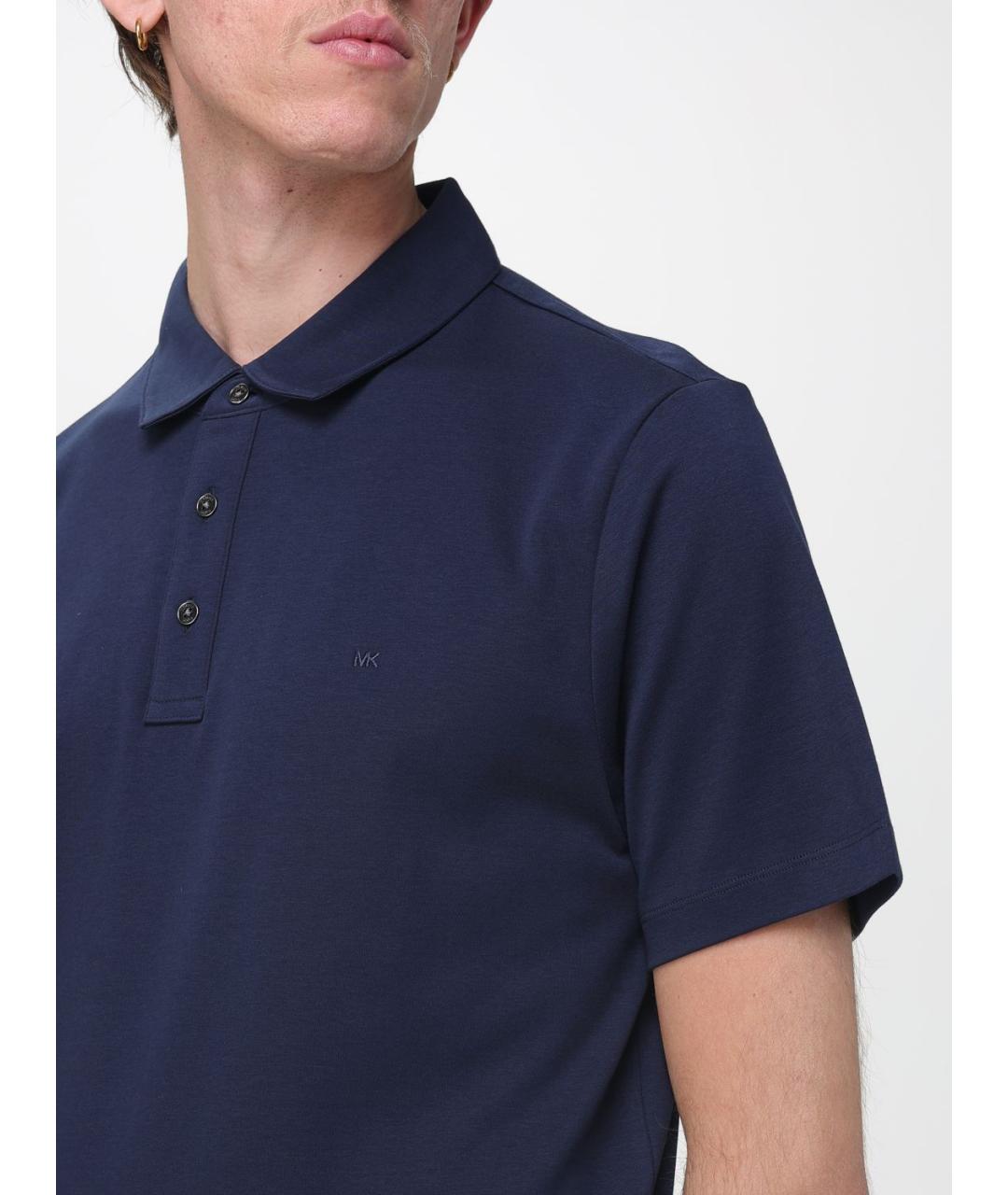 MICHAEL KORS Синее хлопковое поло с коротким рукавом, фото 3