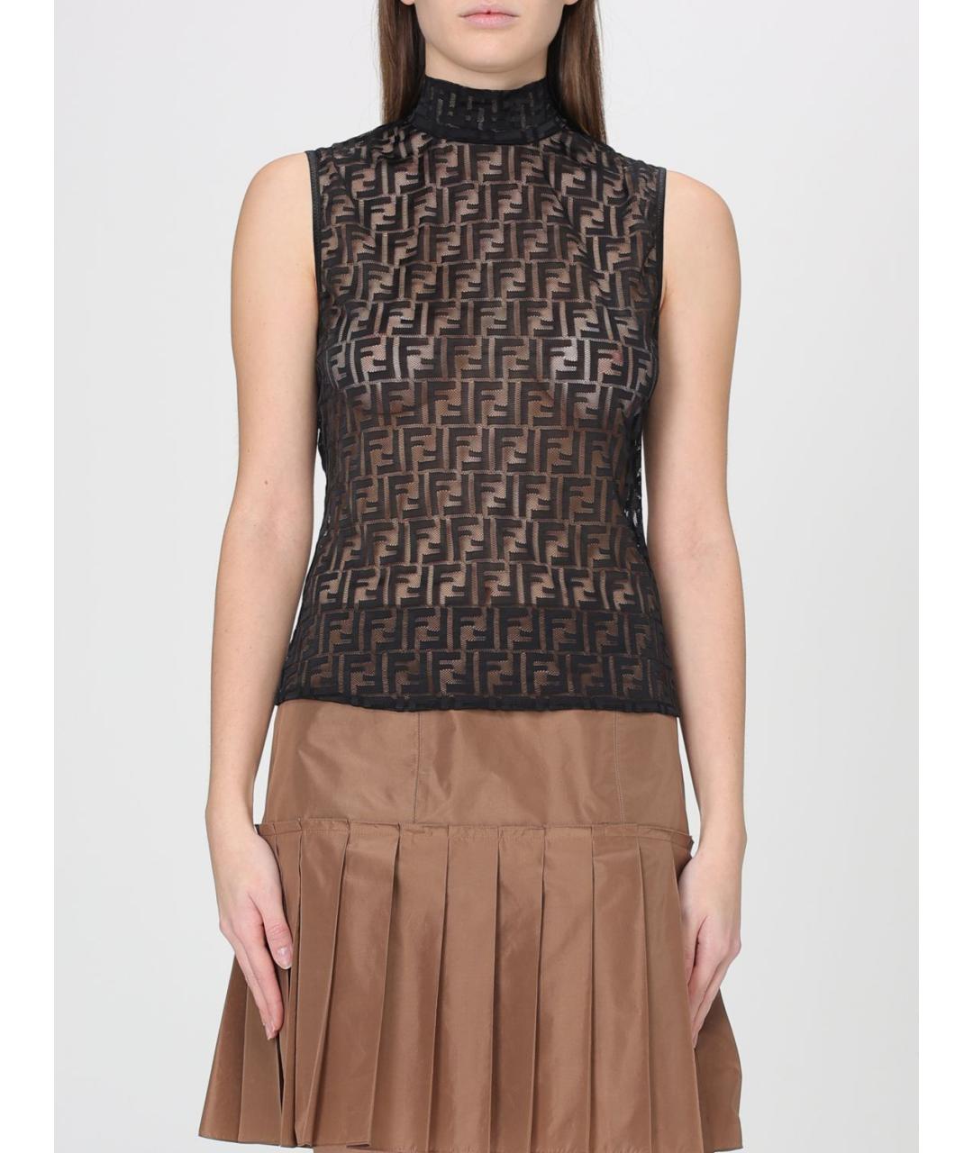 FENDI Черная полиамидовая майка, фото 2