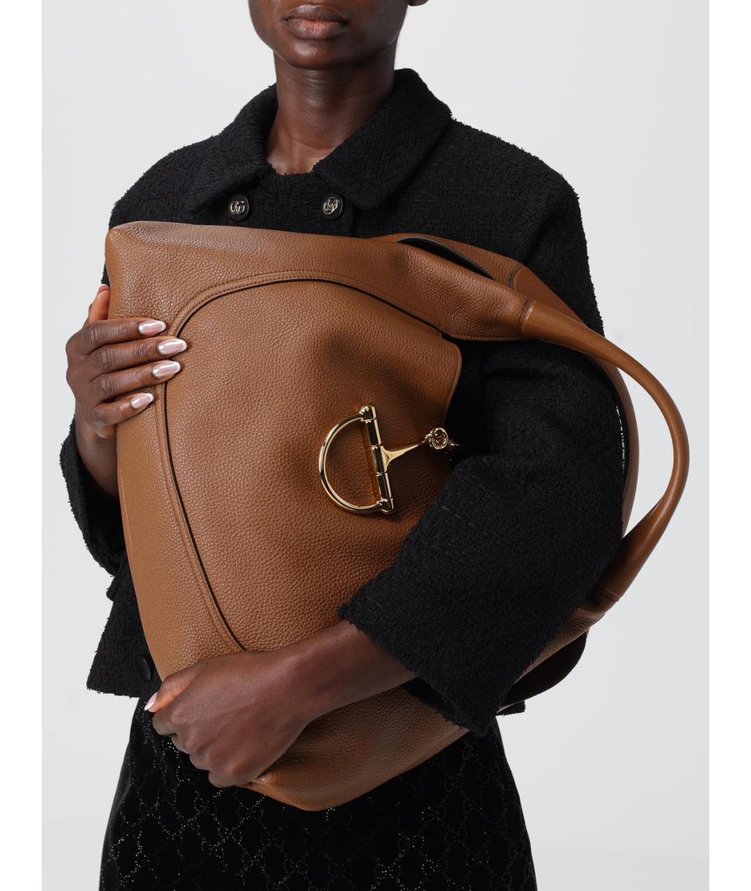 GUCCI Коричневая кожаная сумка через плечо, фото 2