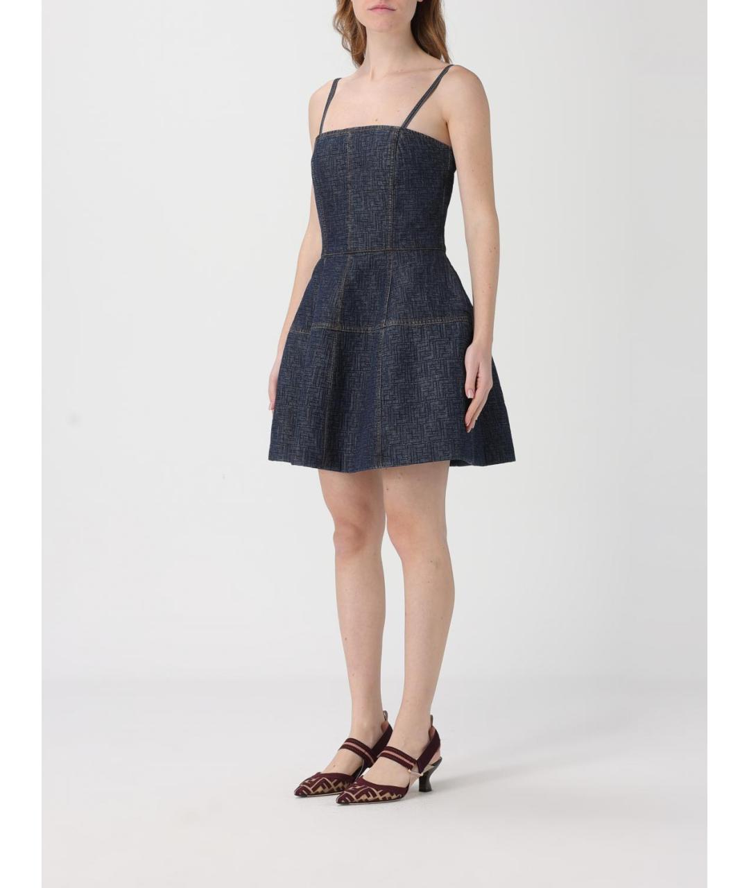 FENDI Синее хлопковое повседневное платье, фото 5