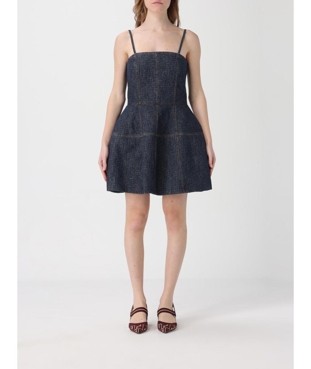 FENDI Синее хлопковое повседневное платье, фото 2