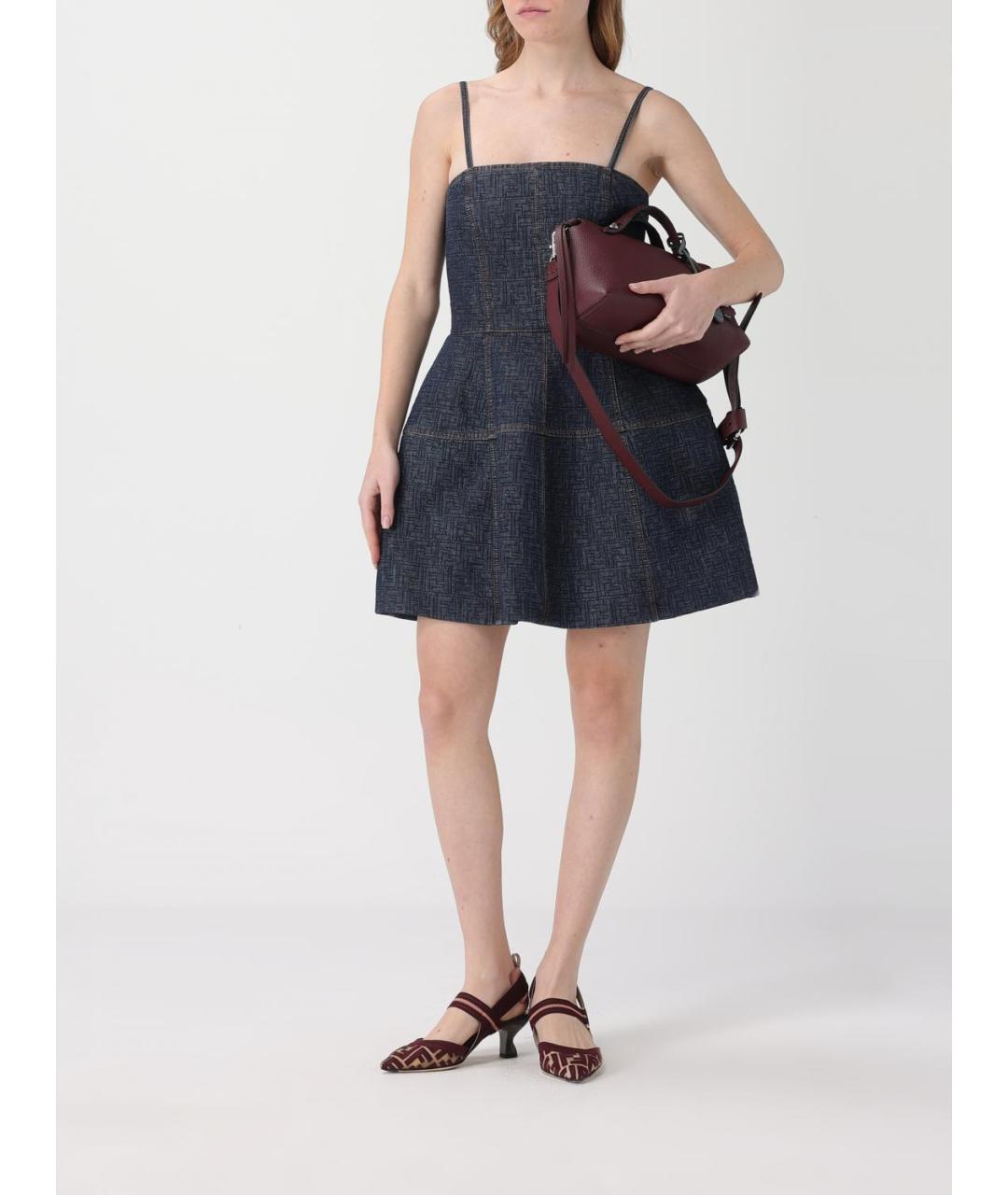 FENDI Синее хлопковое повседневное платье, фото 3