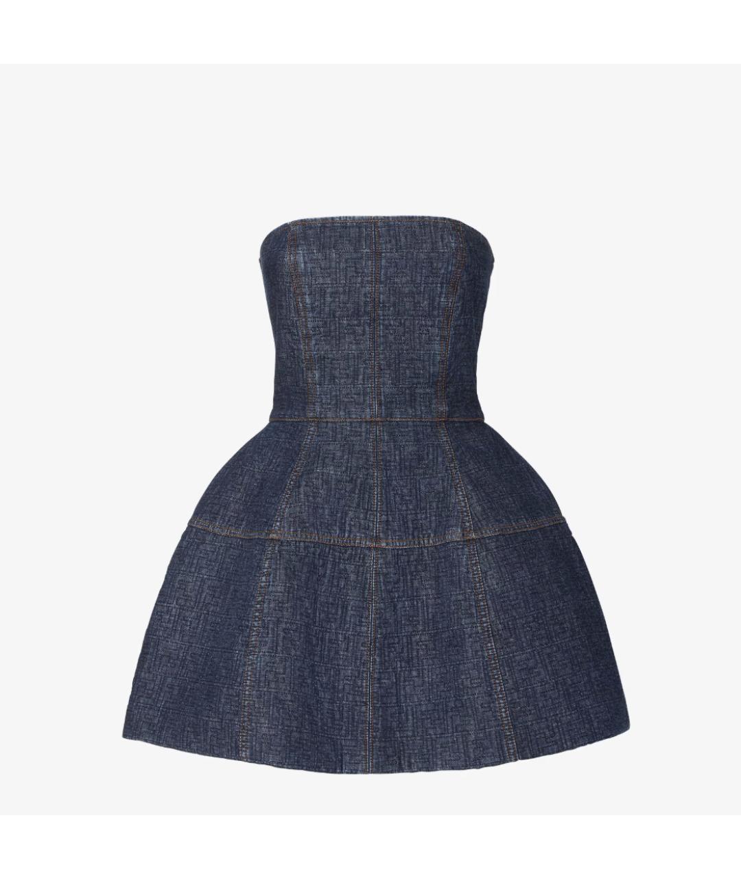 FENDI Синее хлопковое повседневное платье, фото 7