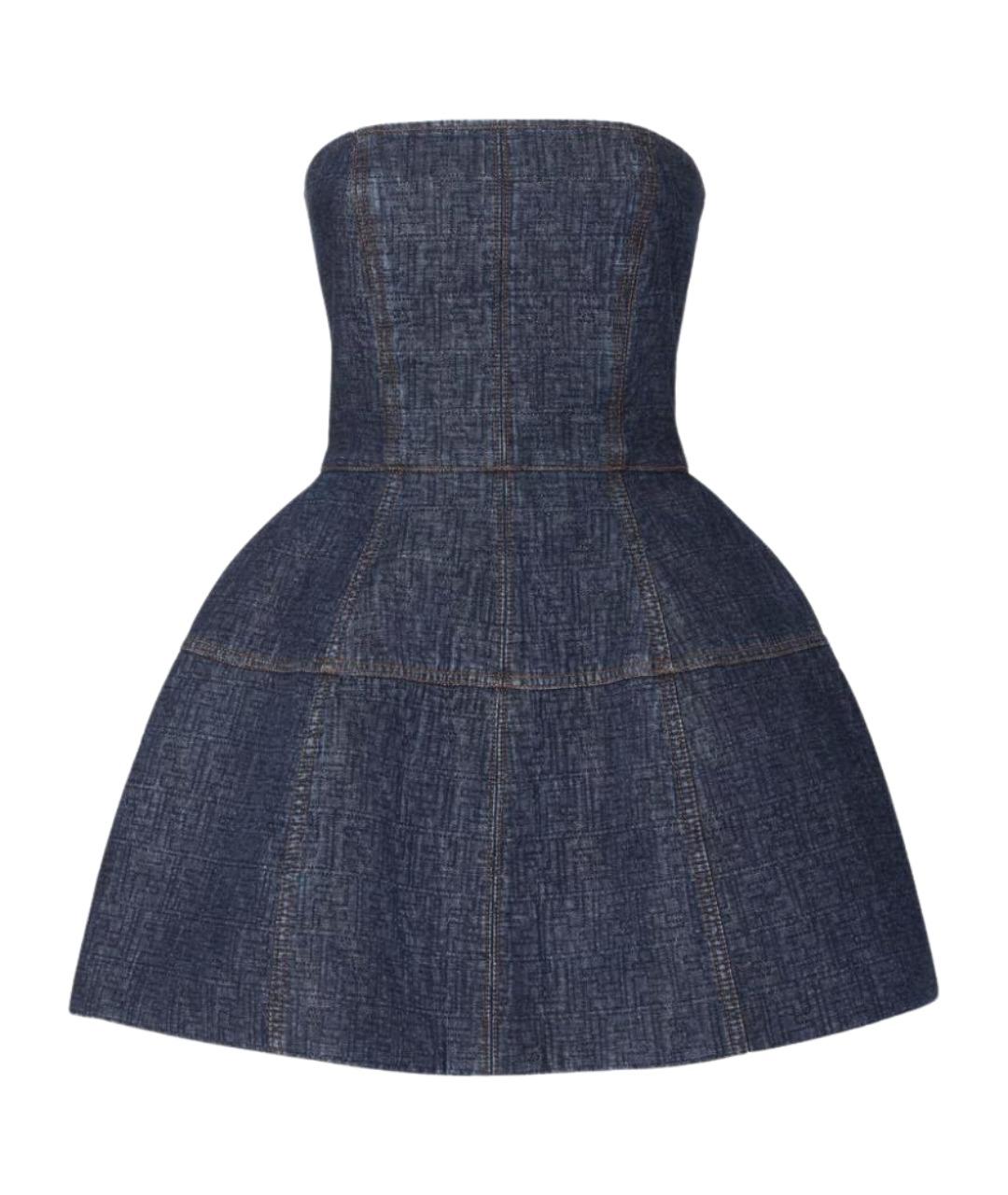 FENDI Синее хлопковое повседневное платье, фото 1