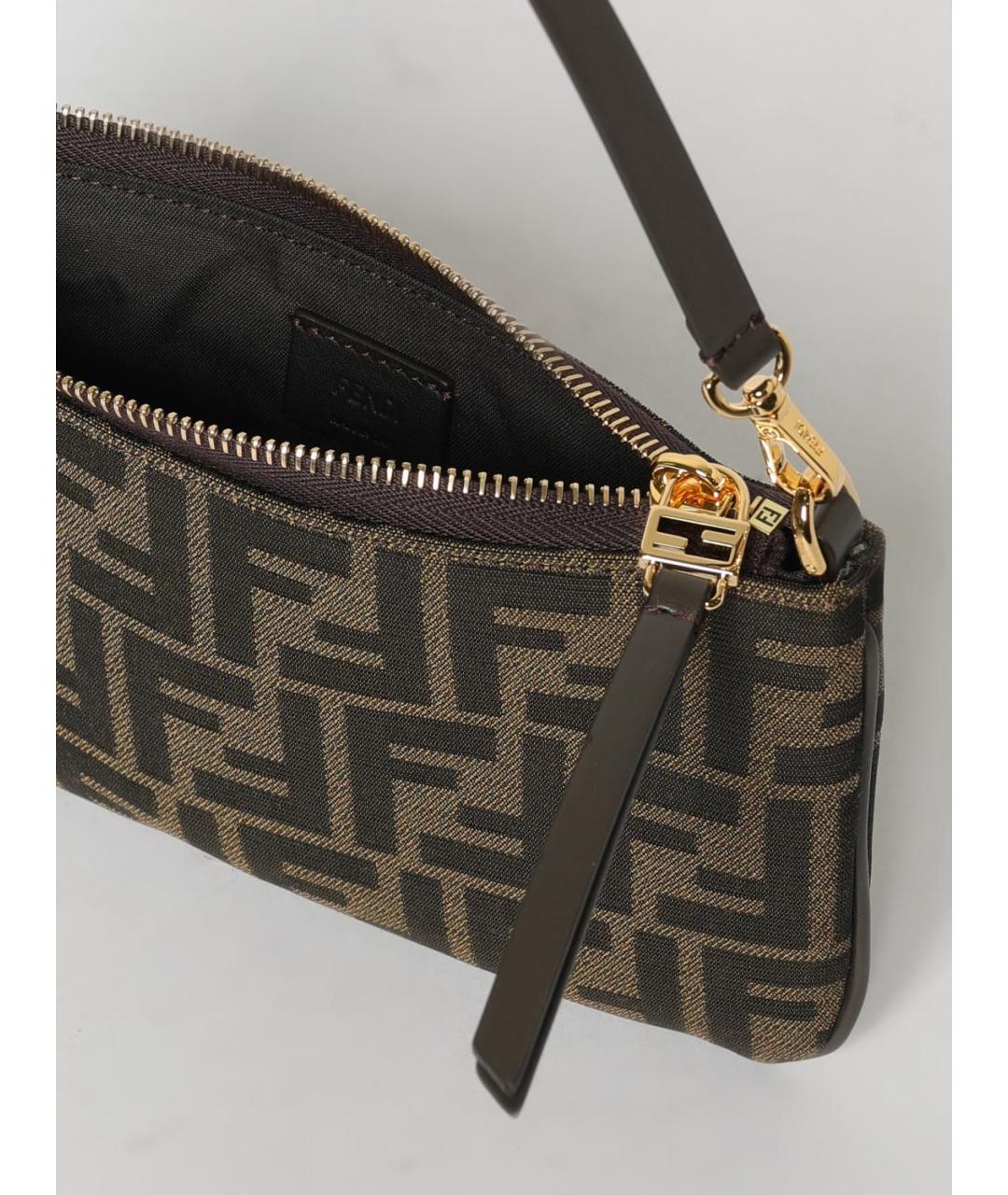 FENDI Коричневая тканевая сумка через плечо, фото 5