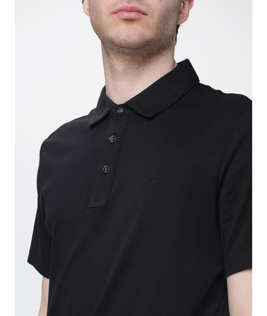 MICHAEL KORS Черное хлопковое поло с коротким рукавом, фото 3