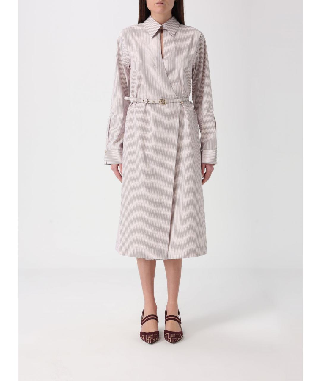 FENDI Бежевое хлопковое повседневное платье, фото 2