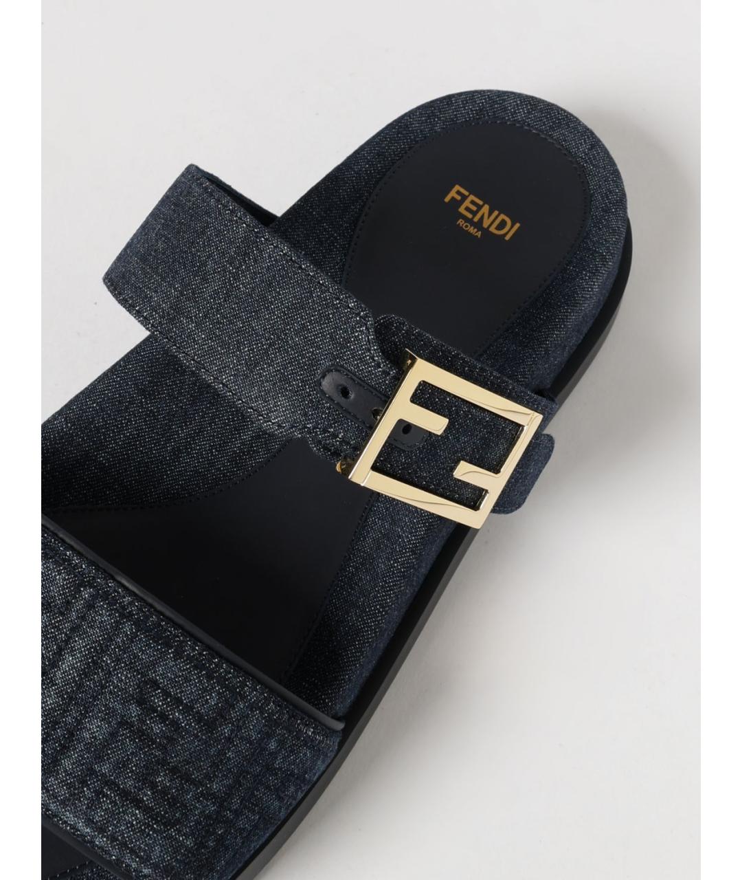 FENDI Синие кожаные сандалии, фото 4