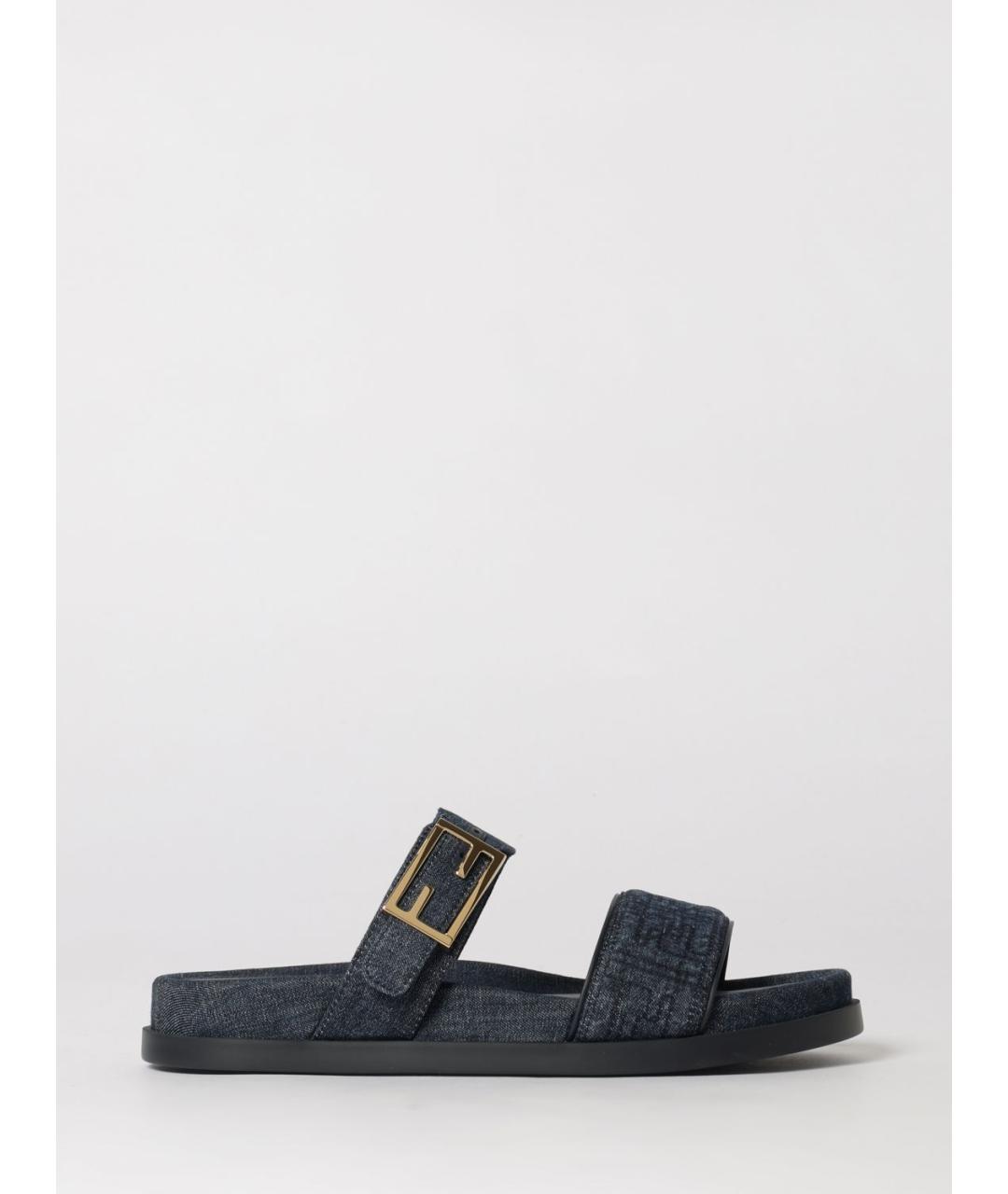 FENDI Синие кожаные сандалии, фото 5