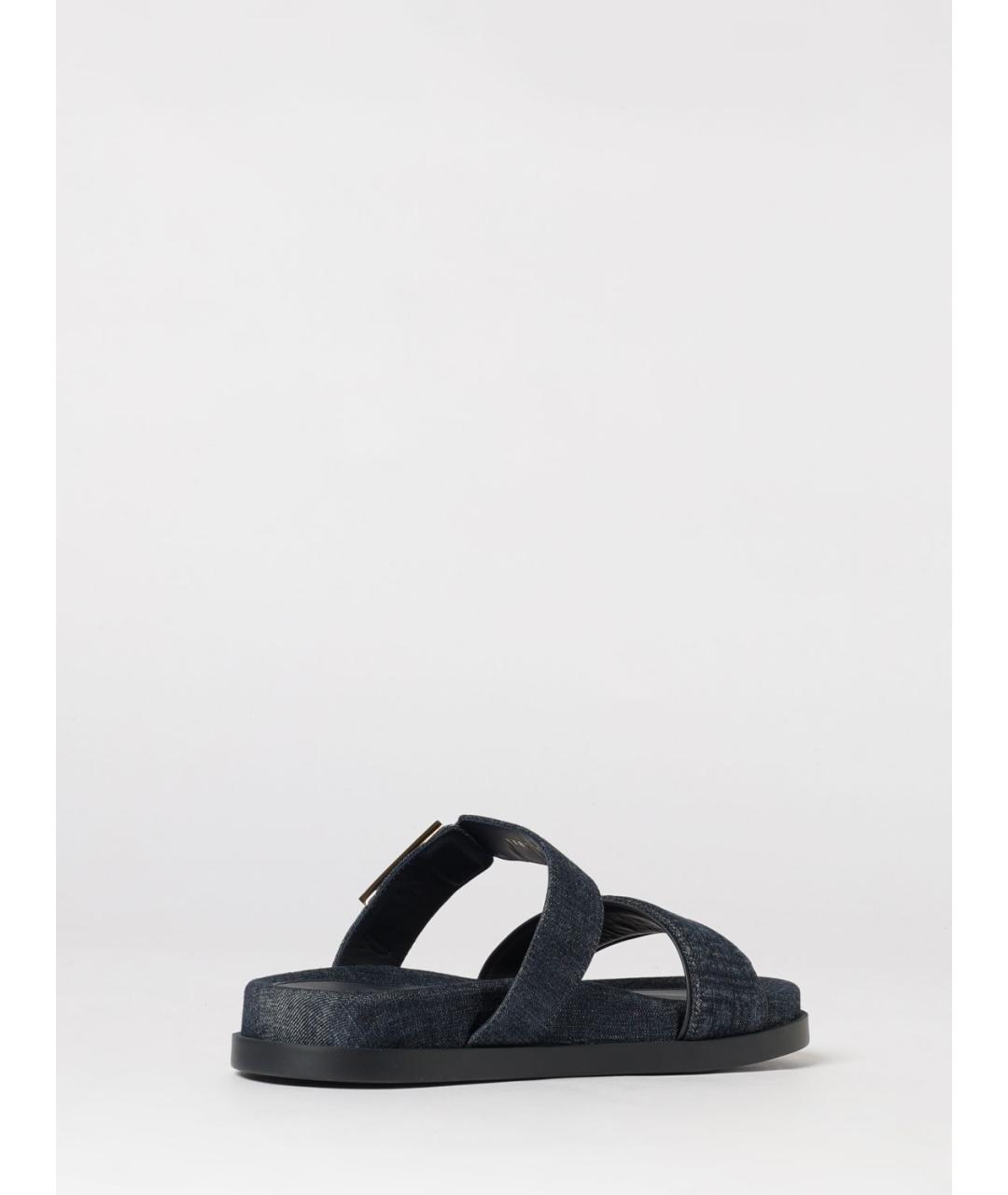 FENDI Синие кожаные сандалии, фото 3