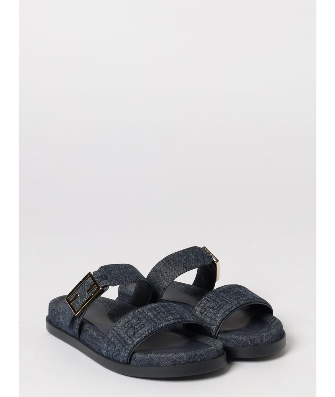 FENDI Синие кожаные сандалии, фото 2