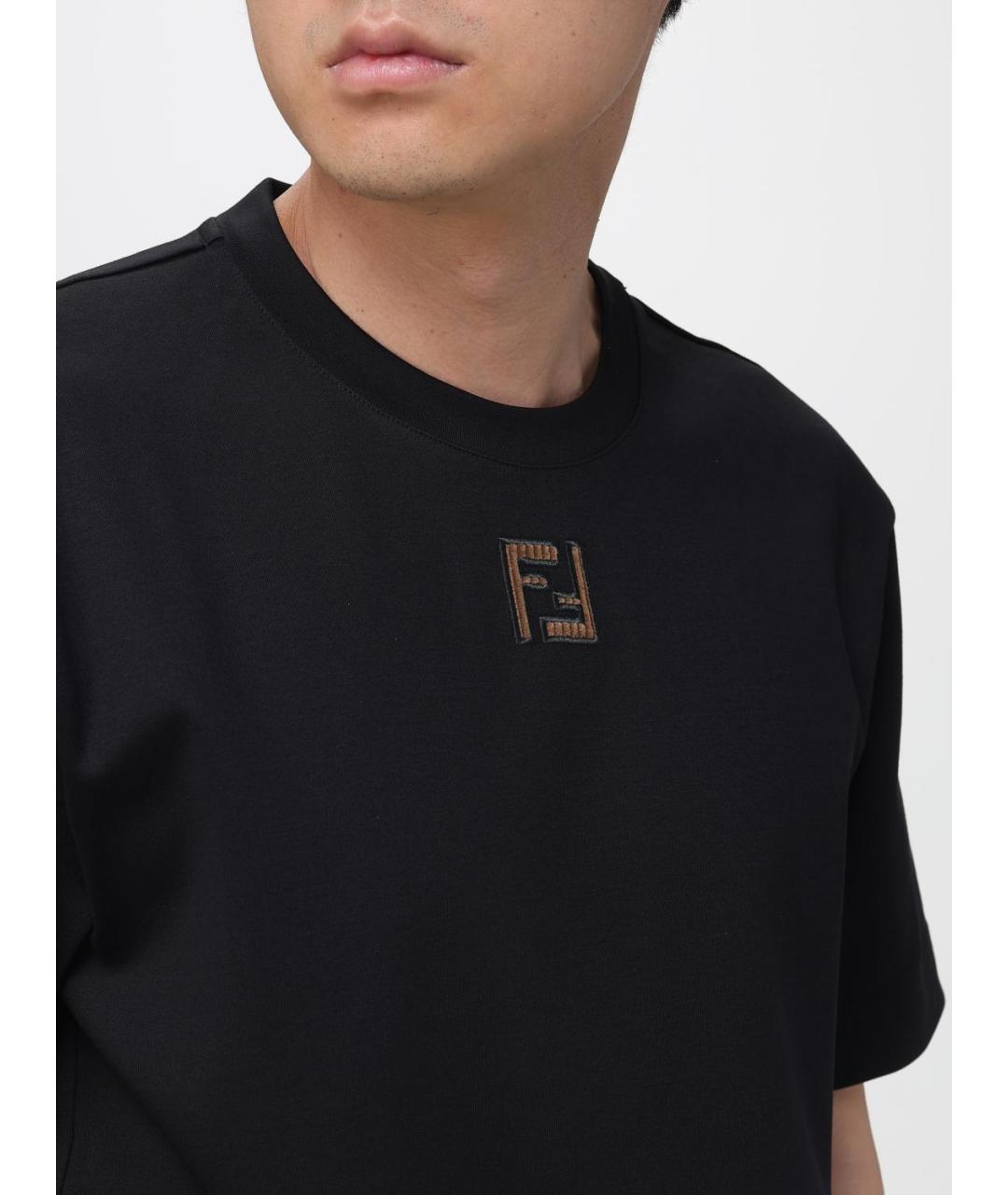 FENDI Черная хлопковая футболка, фото 6