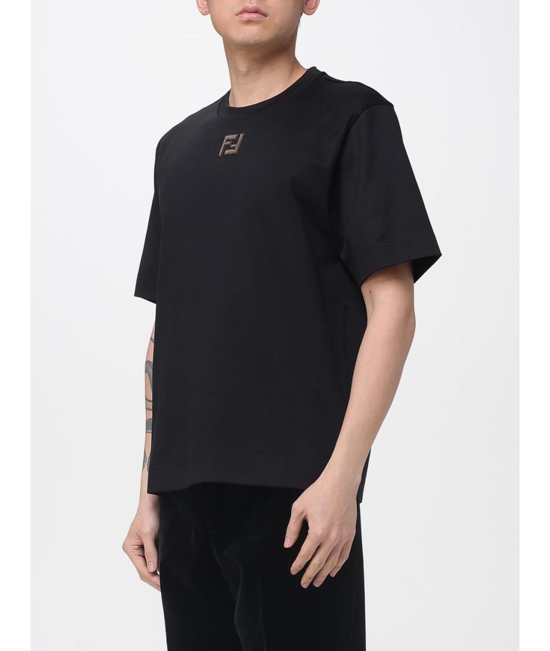 FENDI Черная хлопковая футболка, фото 5