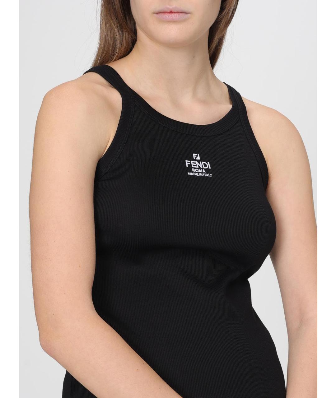 FENDI Черная хлопковая майка, фото 5