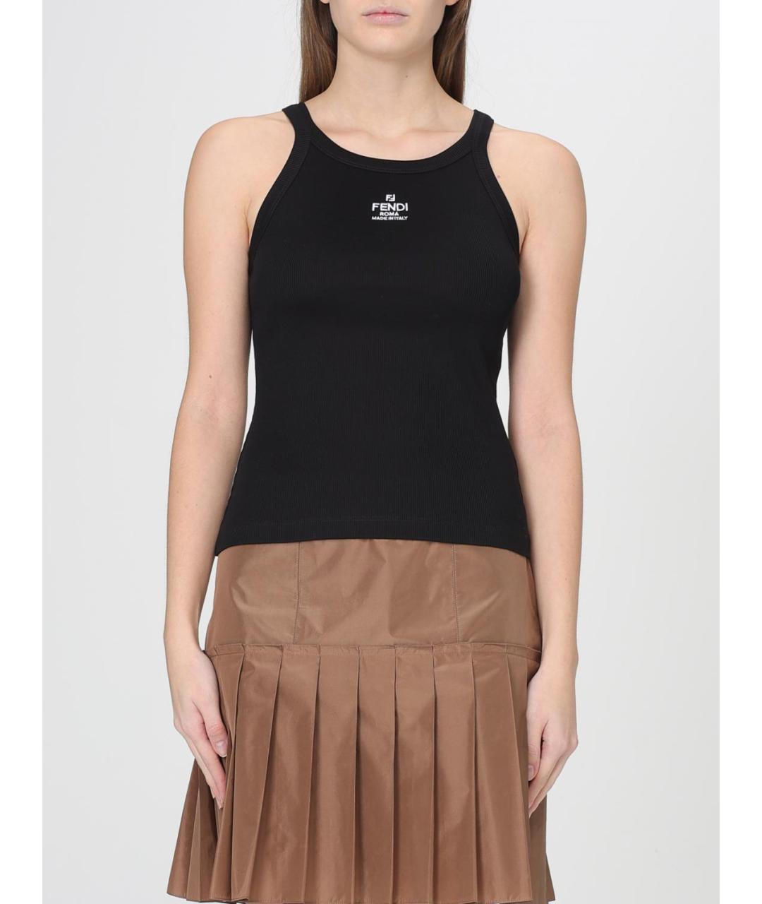 FENDI Черная хлопковая майка, фото 2