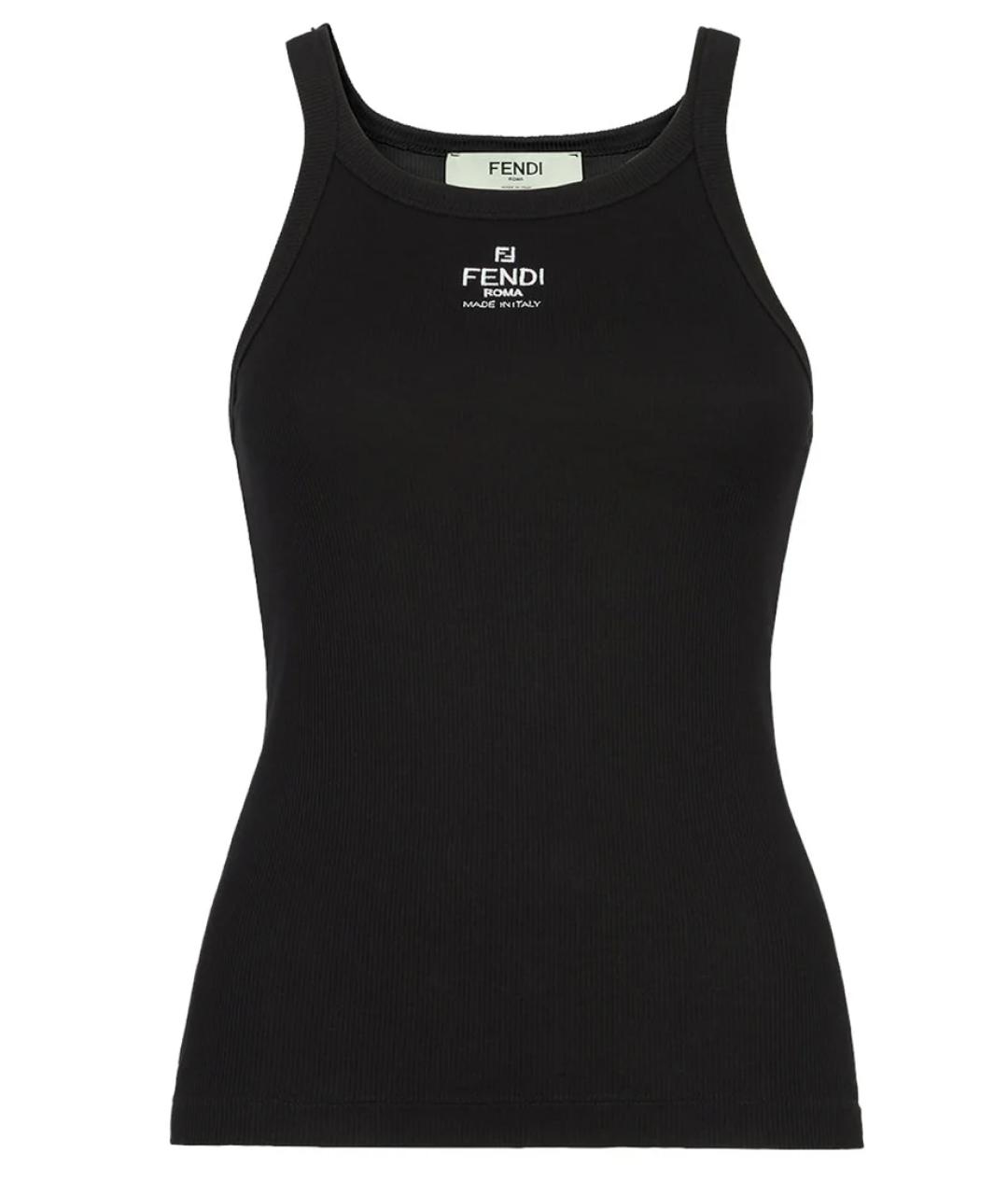 FENDI Черная хлопковая майка, фото 1