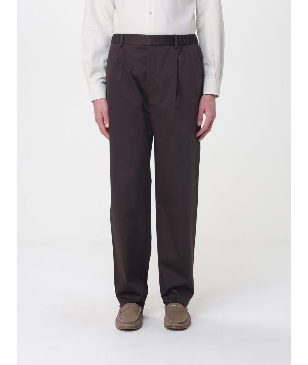 AGNONA Коричневые хлопковые повседневные брюки, фото 6