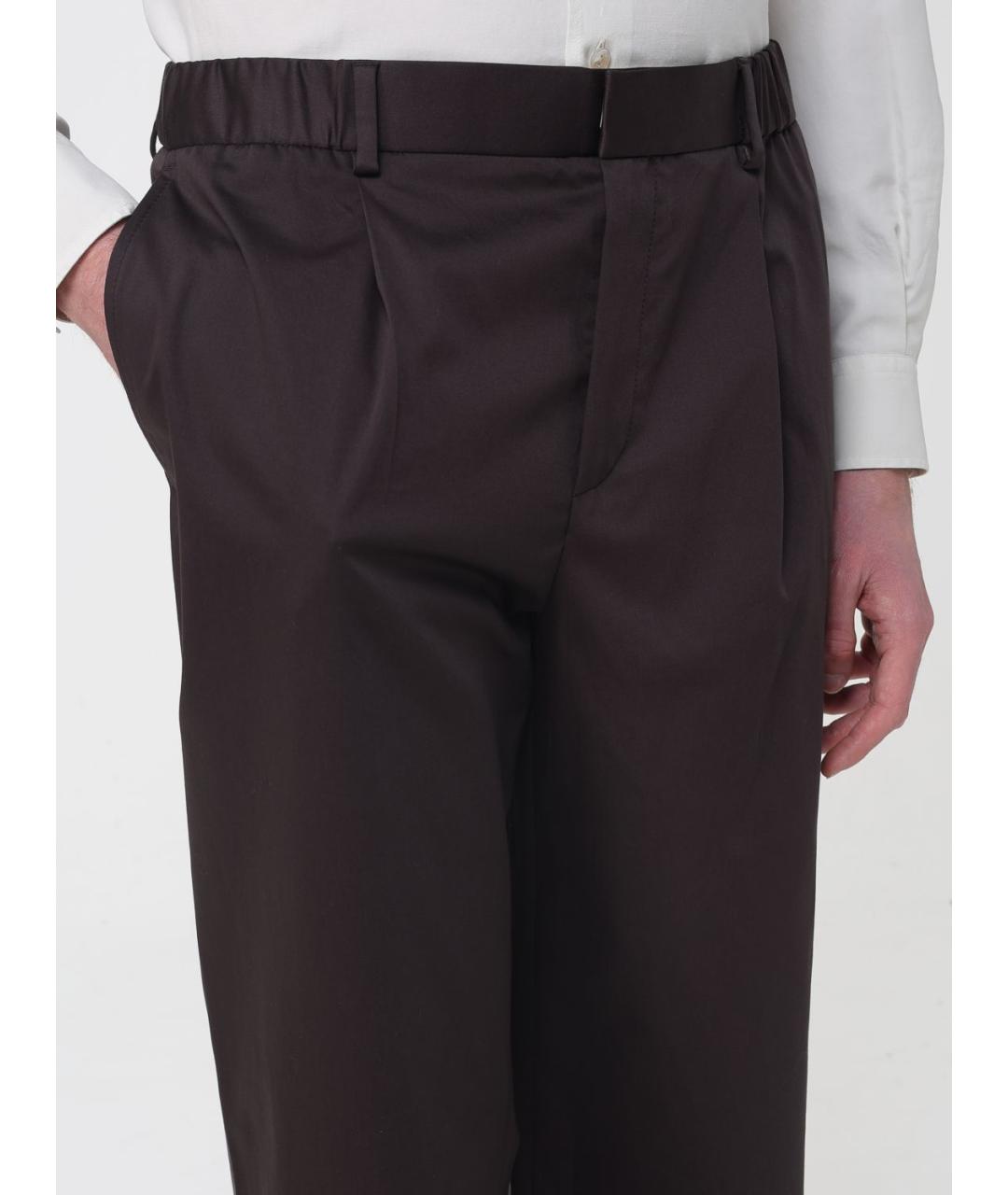 AGNONA Коричневые хлопковые повседневные брюки, фото 5