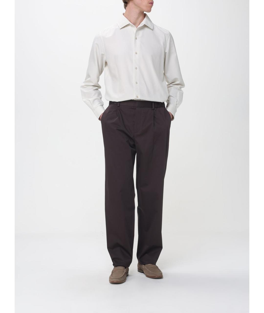 AGNONA Коричневые хлопковые повседневные брюки, фото 2