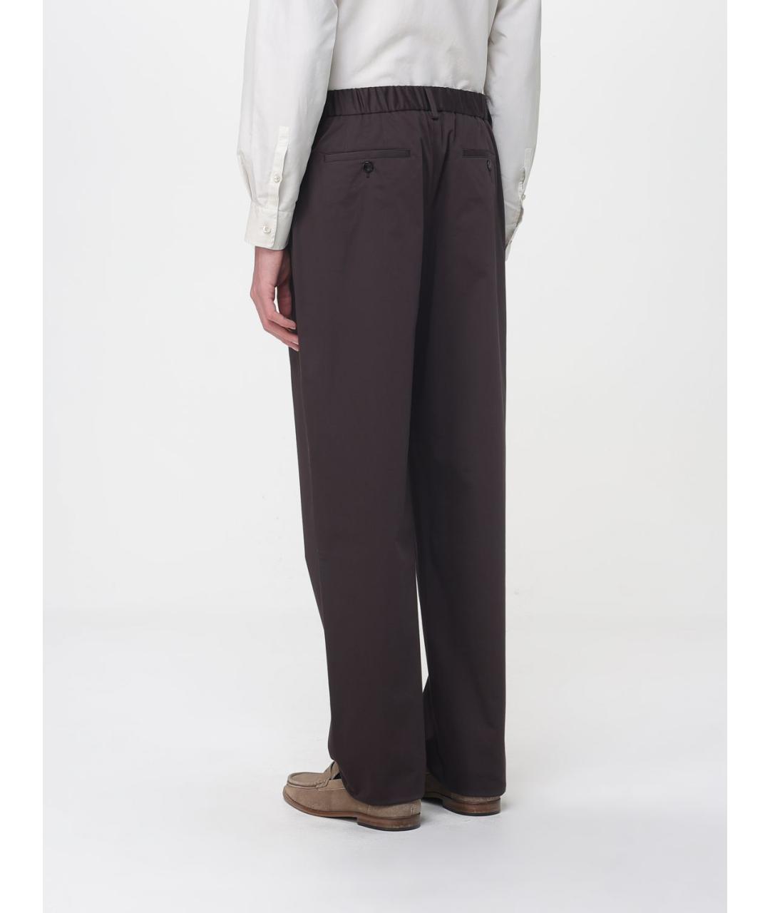 AGNONA Коричневые хлопковые повседневные брюки, фото 3