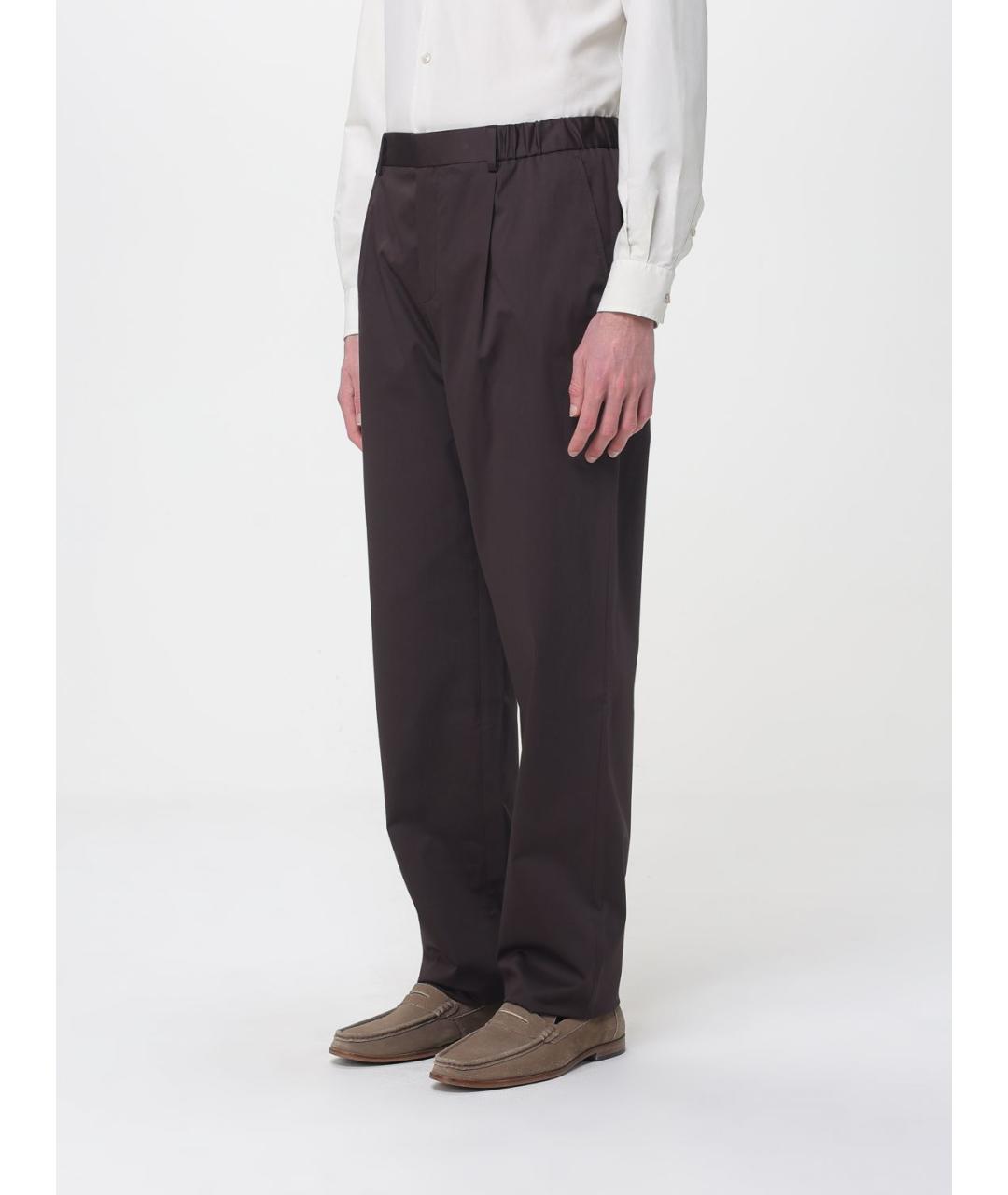 AGNONA Коричневые хлопковые повседневные брюки, фото 4