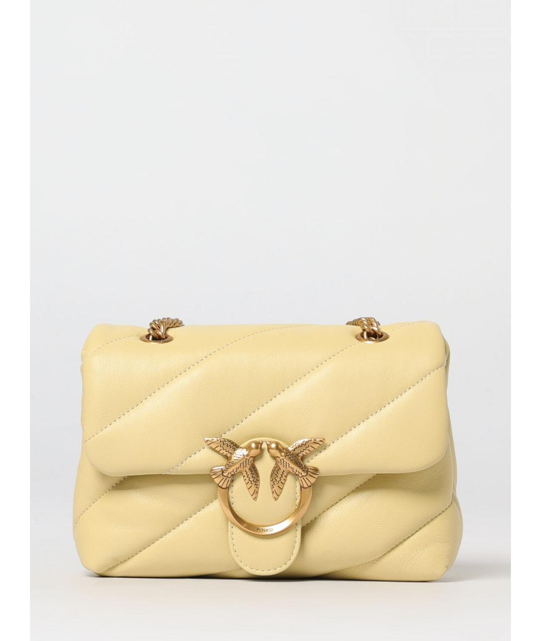 PINKO Желтая кожаная сумка через плечо, фото 4