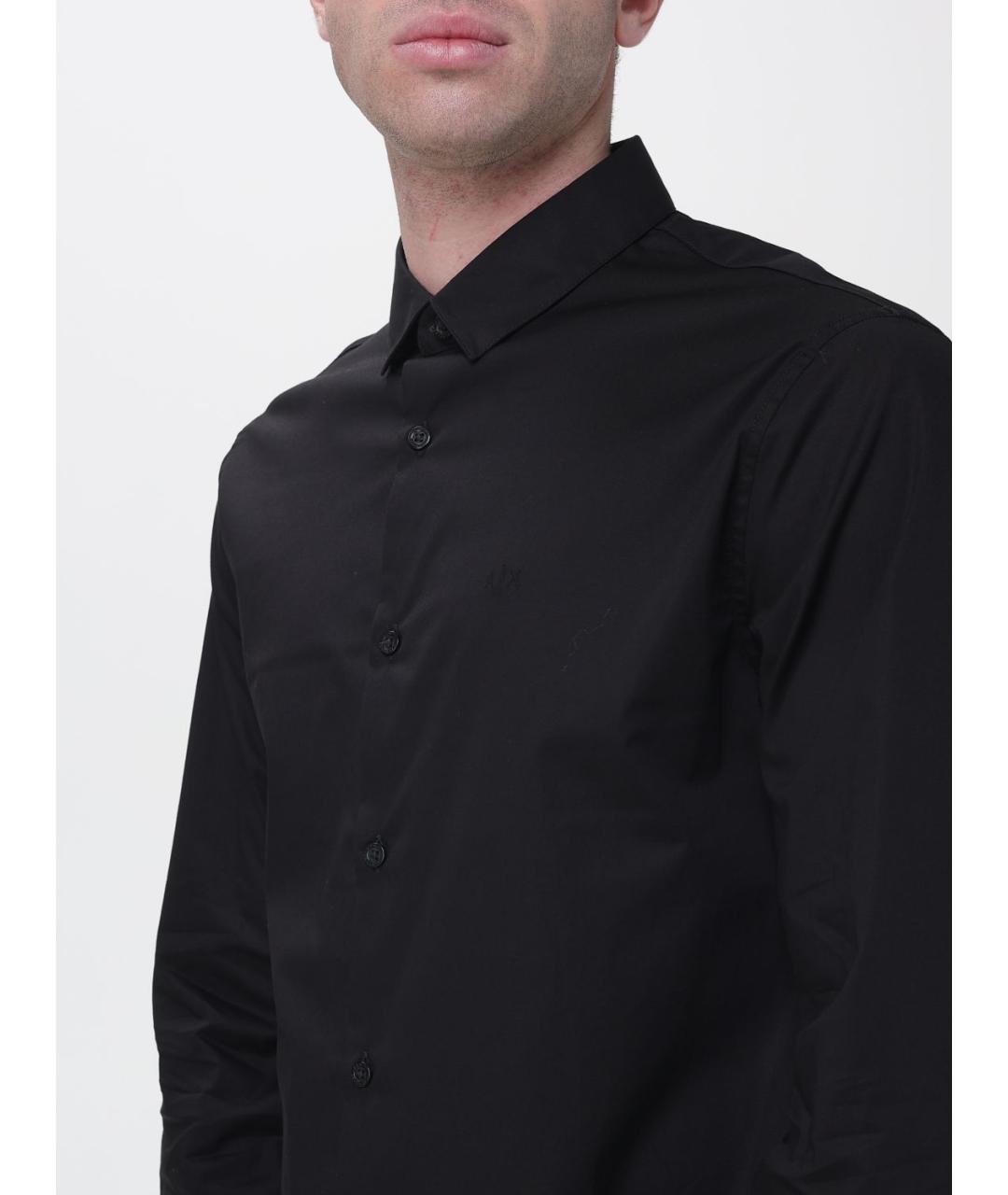 ARMANI EXCHANGE Черная хлопковая кэжуал рубашка, фото 3