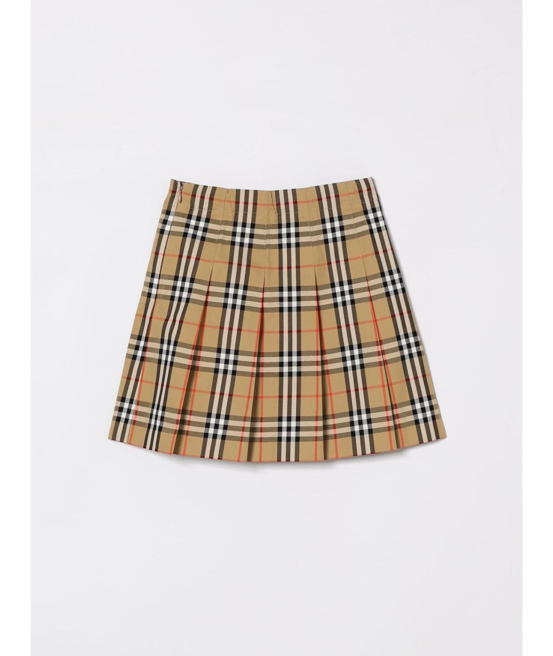 BURBERRY Бежевая хлопковая юбка мини, фото 2