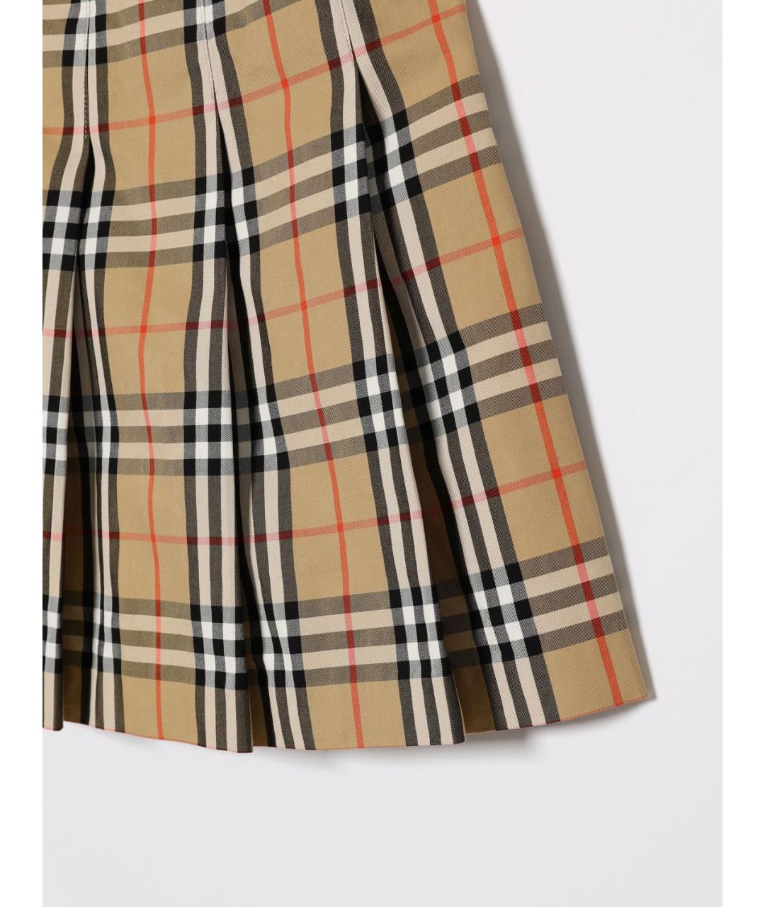 BURBERRY Бежевая хлопковая юбка мини, фото 3