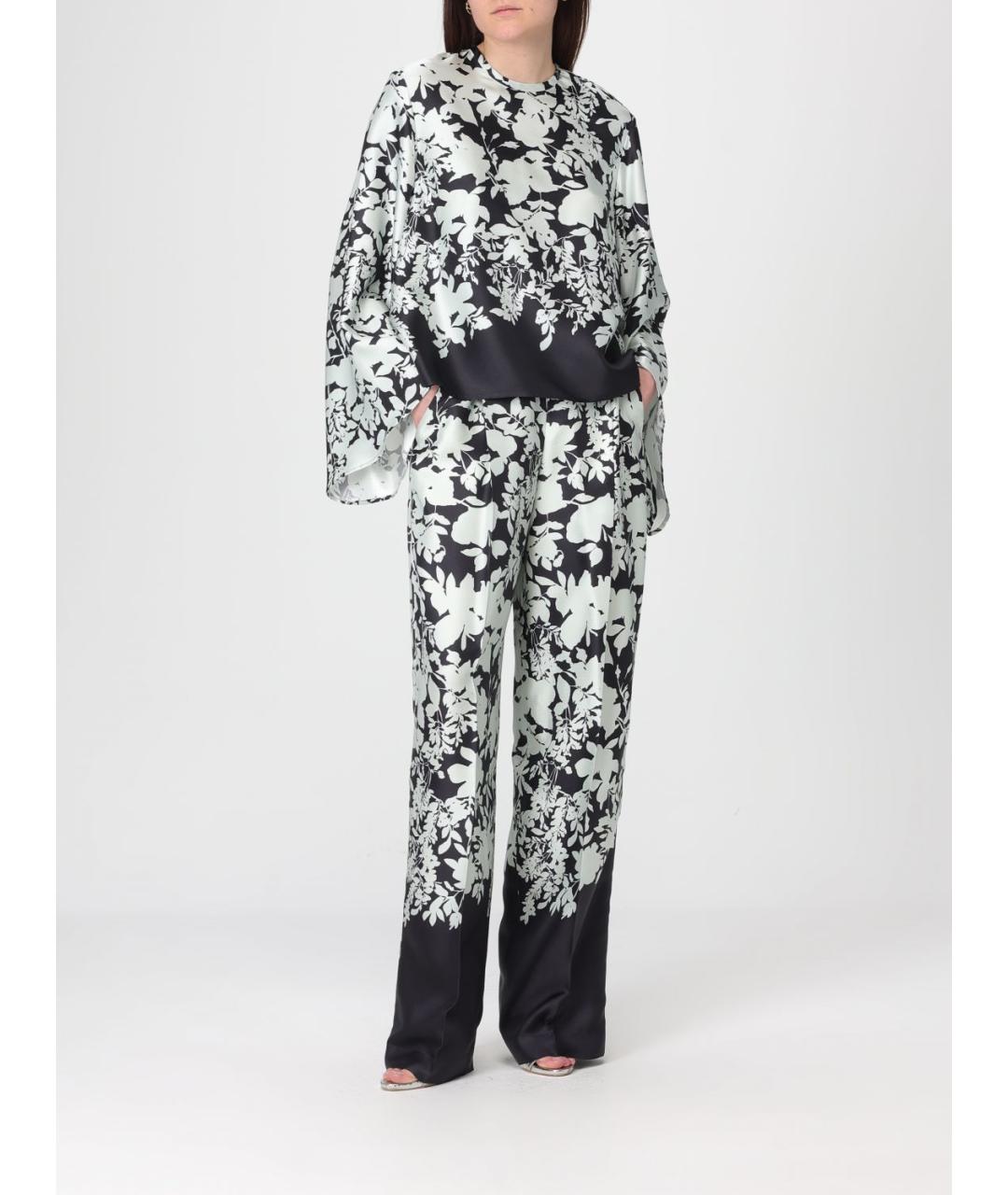 AGNONA Черные шелковые прямые брюки, фото 2