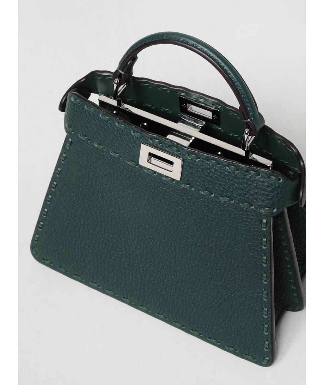 FENDI Зеленая кожаная сумка через плечо, фото 5