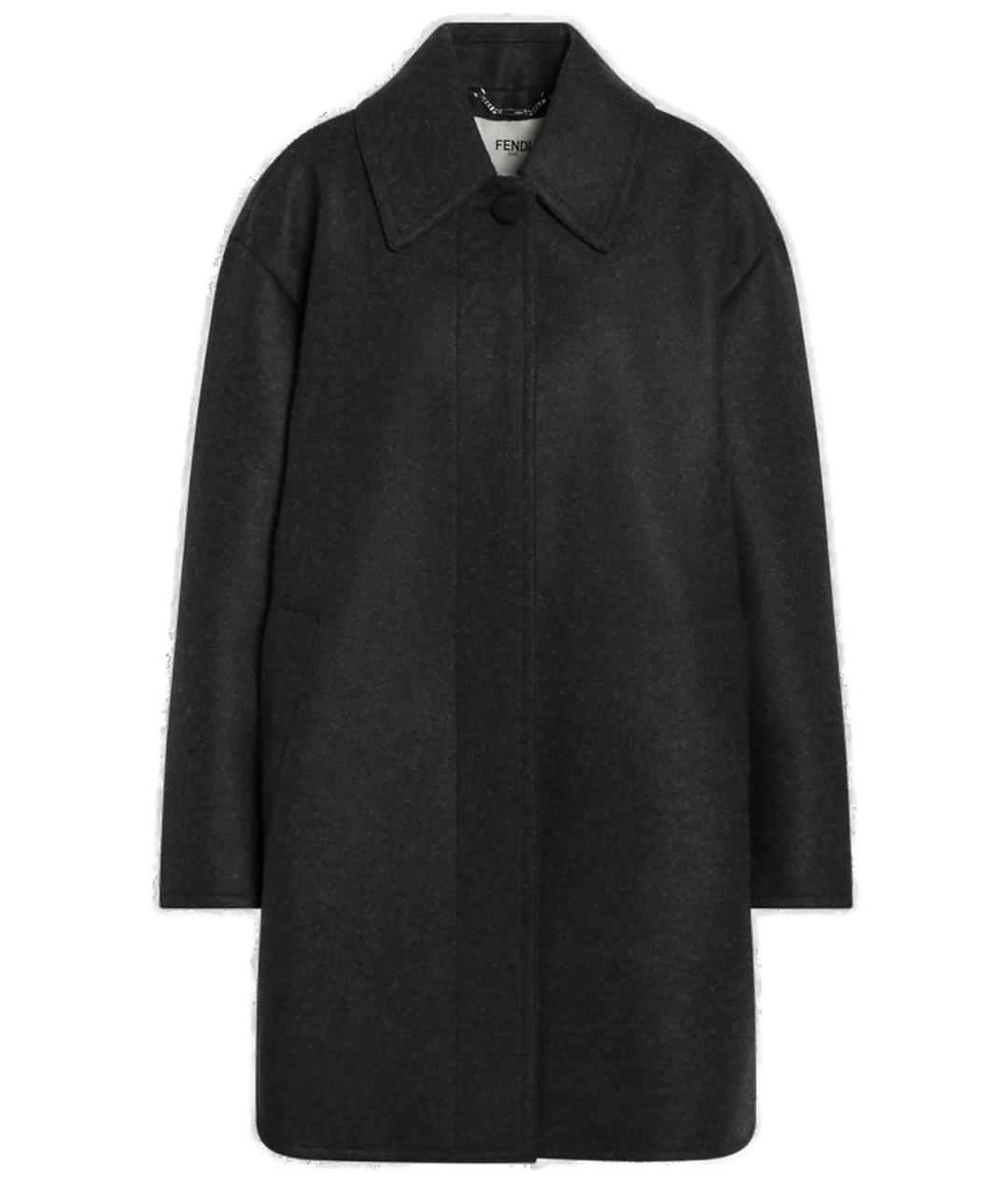 FENDI Антрацитовое шерстяное пальто, фото 1