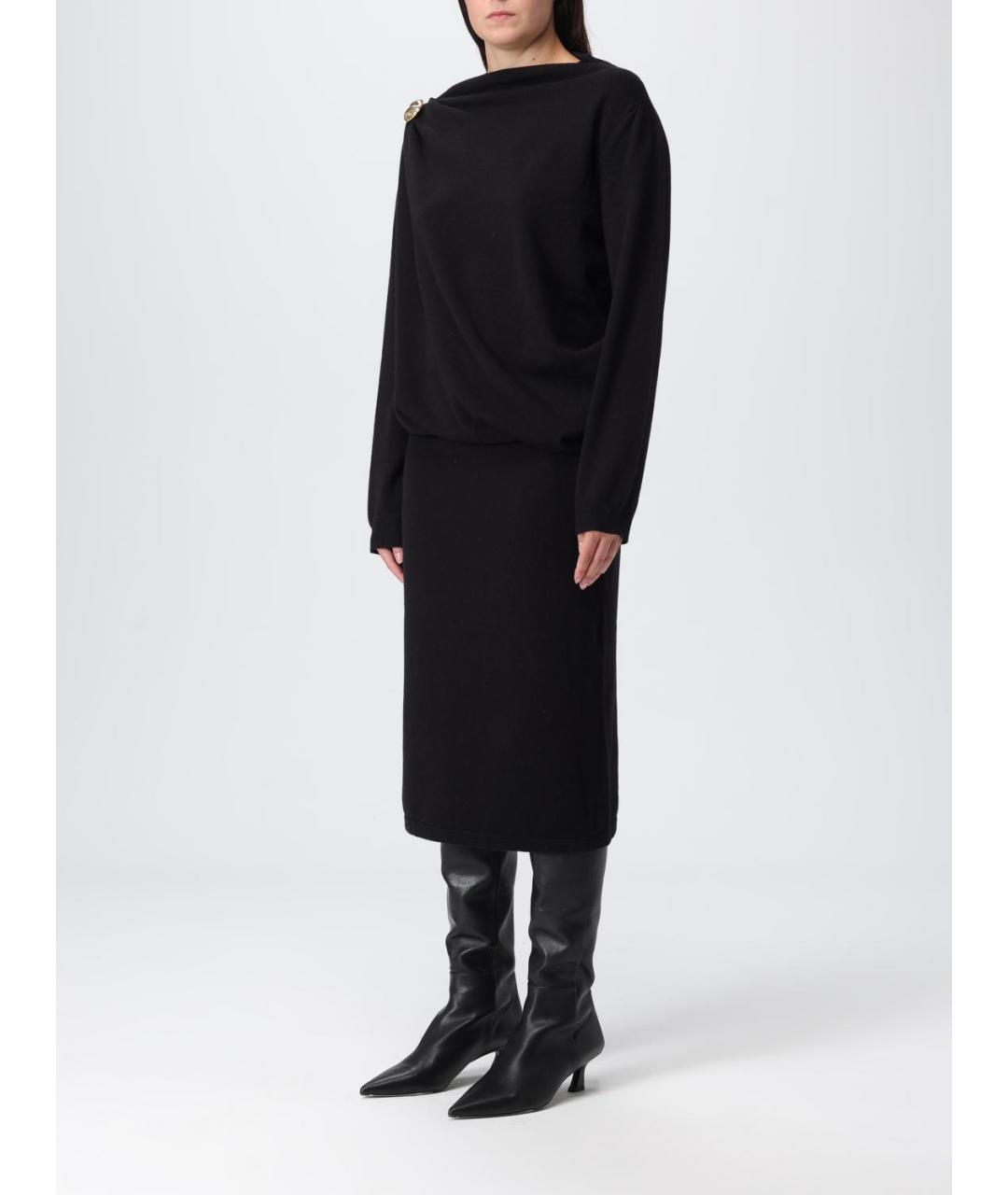 FABIANA FILIPPI Черное шерстяное повседневное платье, фото 3