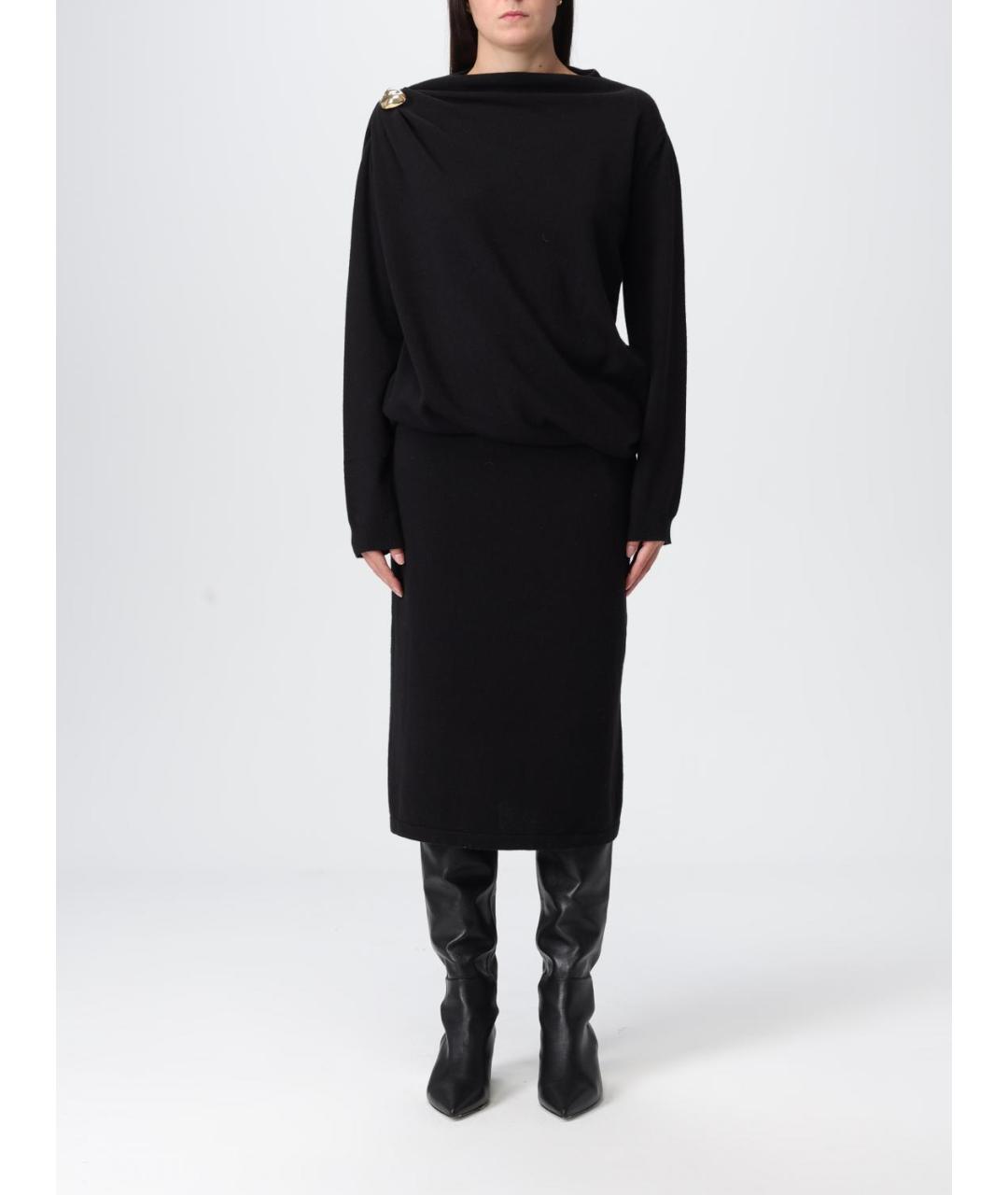 FABIANA FILIPPI Черное шерстяное повседневное платье, фото 5