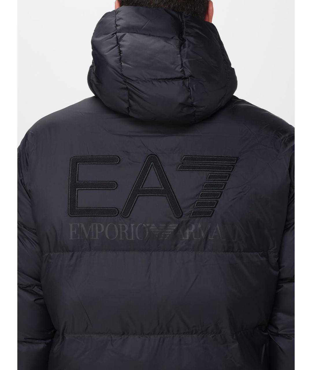 EA7 Черный полиамидовый пуховик, фото 4