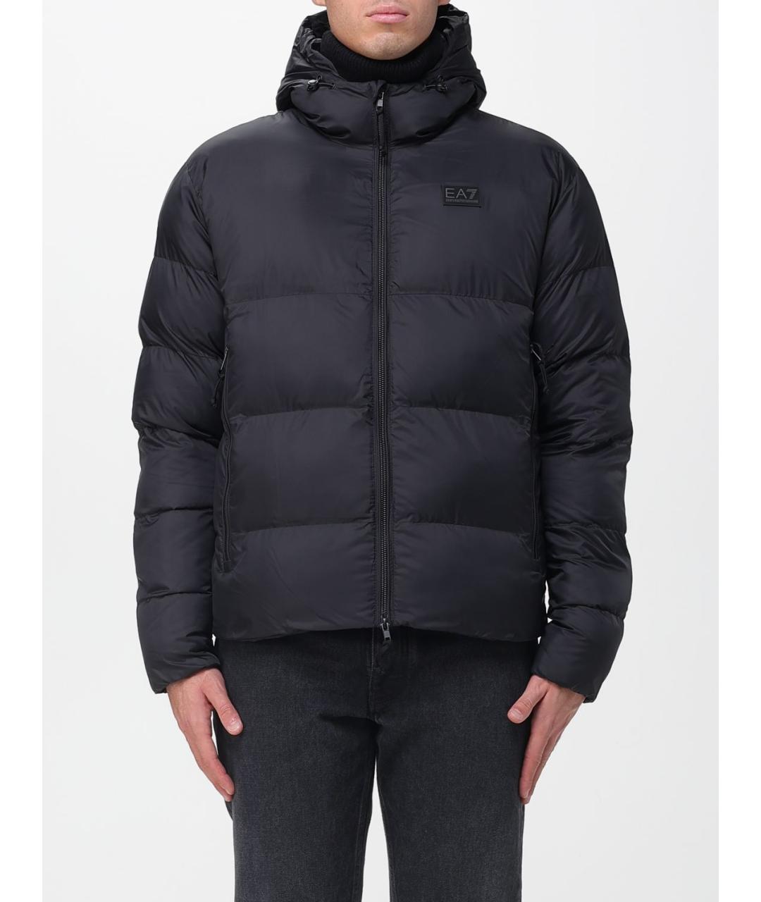 EA7 Черный полиамидовый пуховик, фото 5