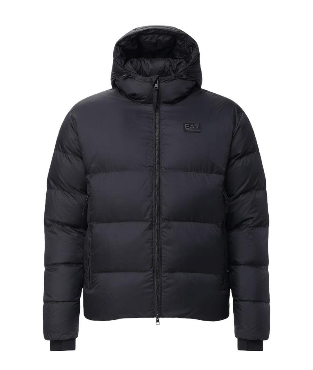 EA7 Черный полиамидовый пуховик, фото 1