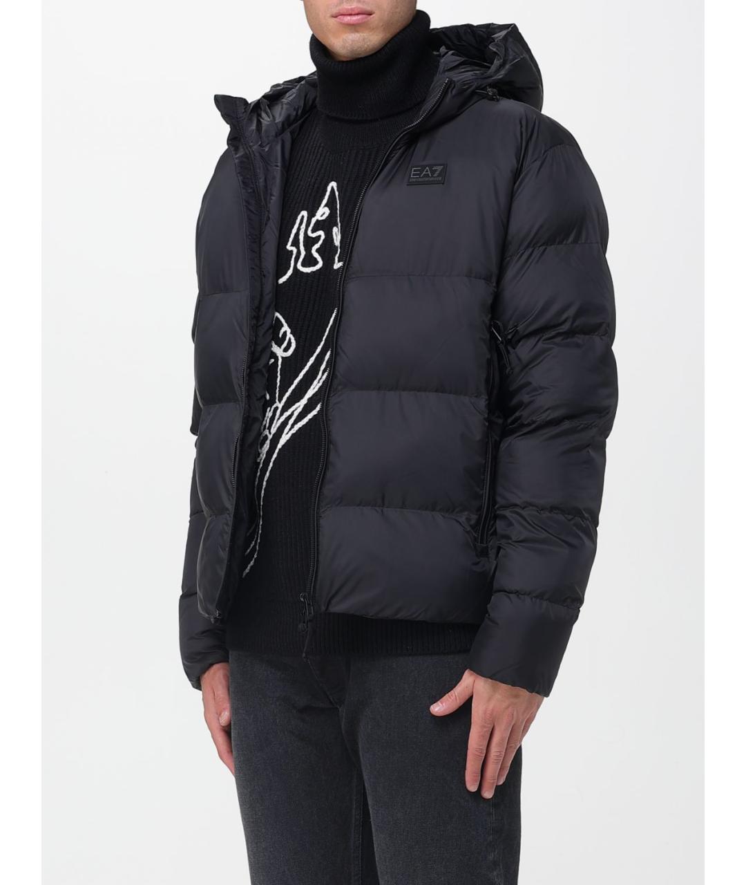 EA7 Черный полиамидовый пуховик, фото 3