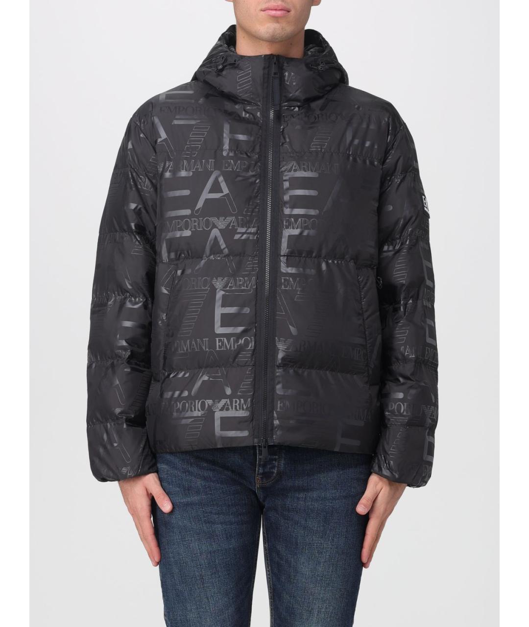 EA7 Черный полиэстеровый пуховик, фото 2