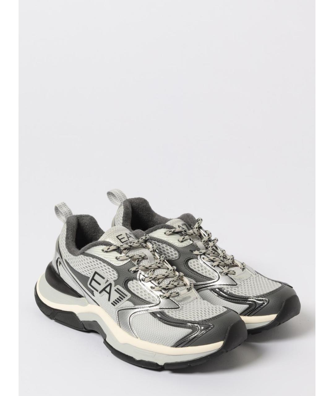 EA7 Серебряные синтетические низкие кроссовки / кеды, фото 2