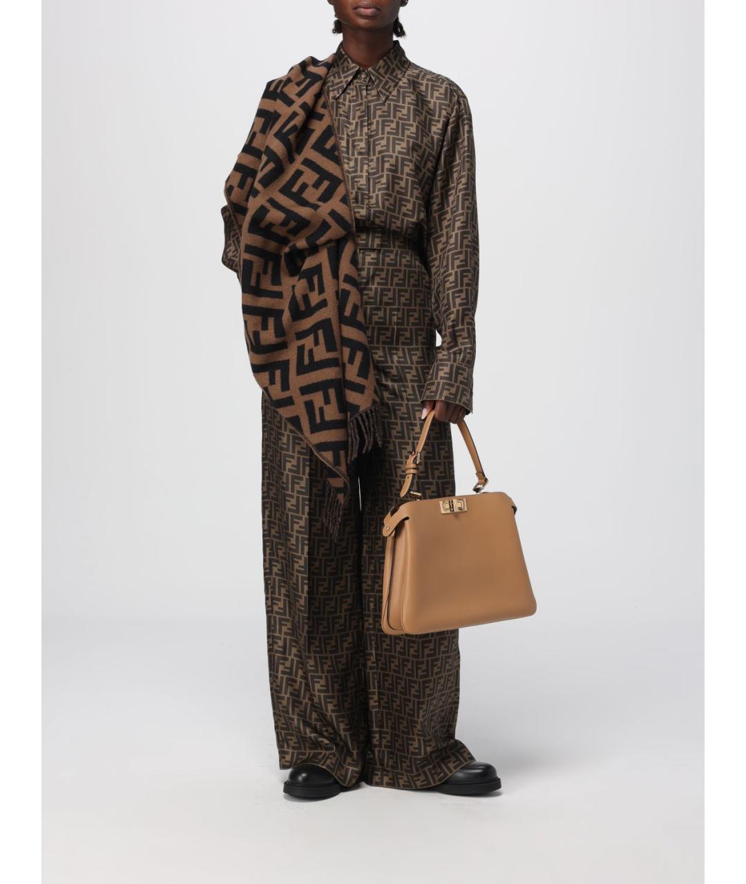 FENDI Коричневая кожаная сумка через плечо, фото 2