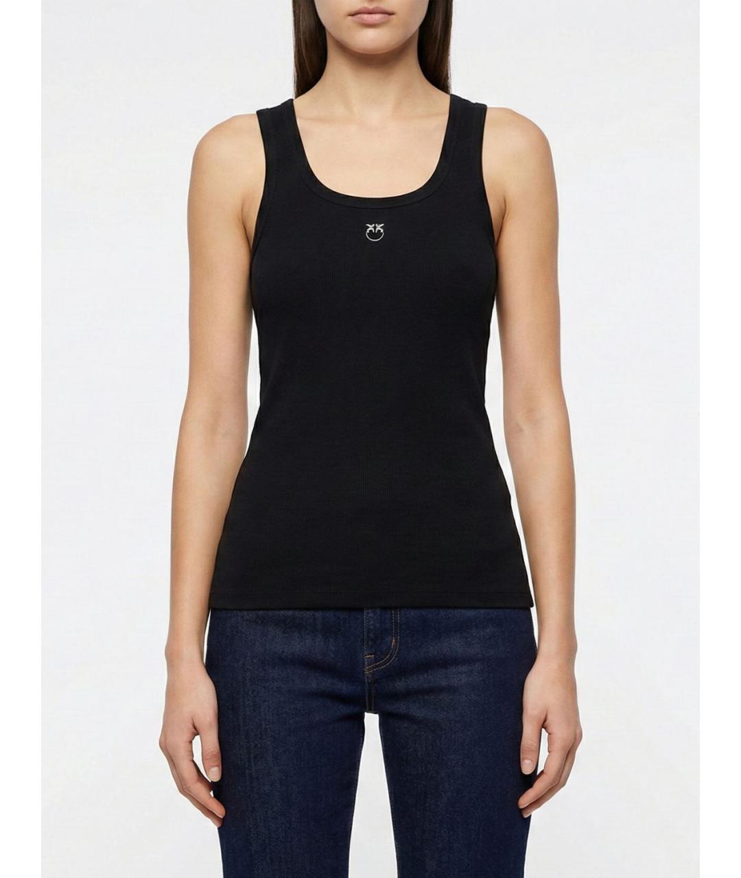 PINKO Черная хлопковая майка, фото 2