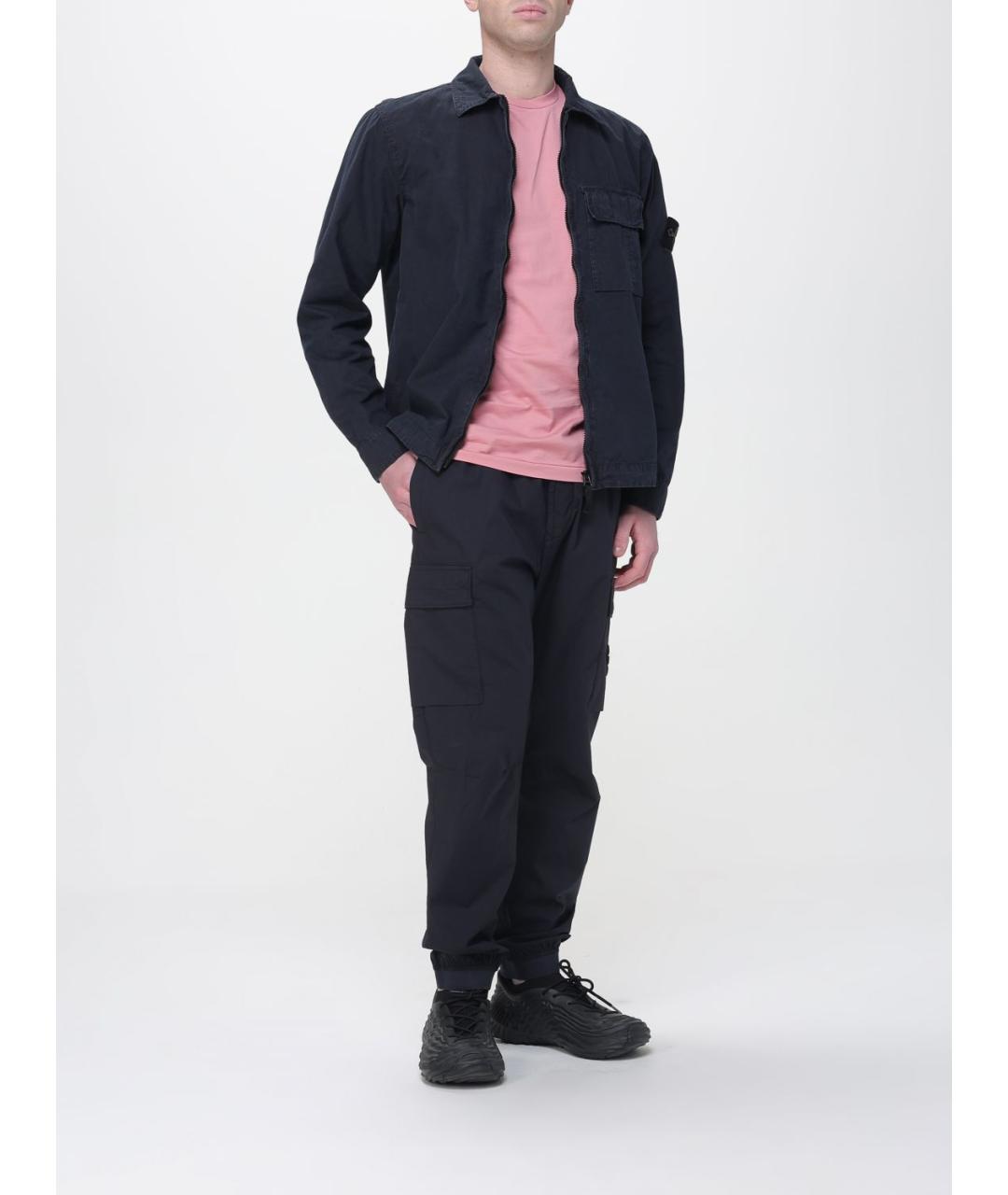 STONE ISLAND Темно-синие хлопко-эластановые повседневные брюки, фото 3