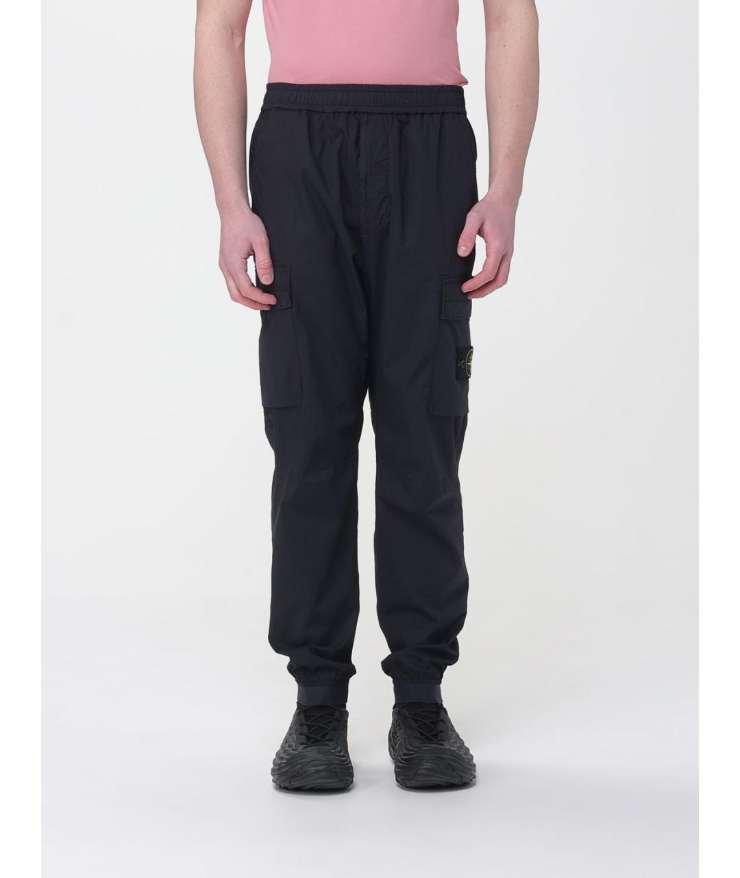 STONE ISLAND Темно-синие хлопко-эластановые повседневные брюки, фото 2